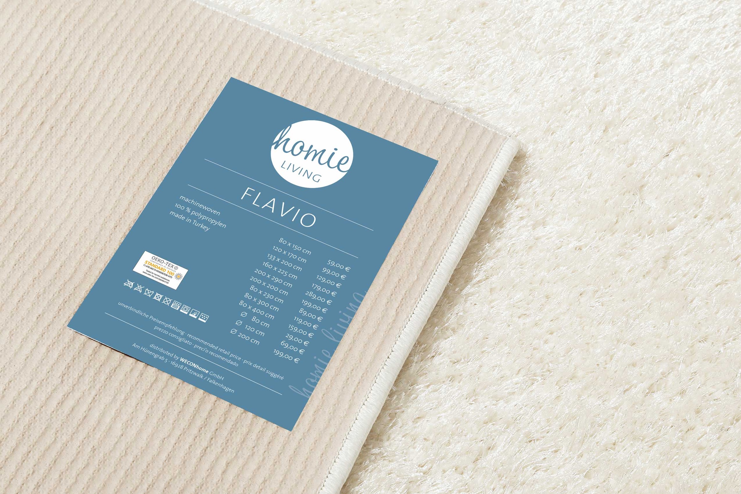 Homie Living Teppich »Flavio«, rund, 30 mm Höhe, Hochflor, gewebt, weich, uni, Wohnzimmer, Schlafzimmer, waschbar