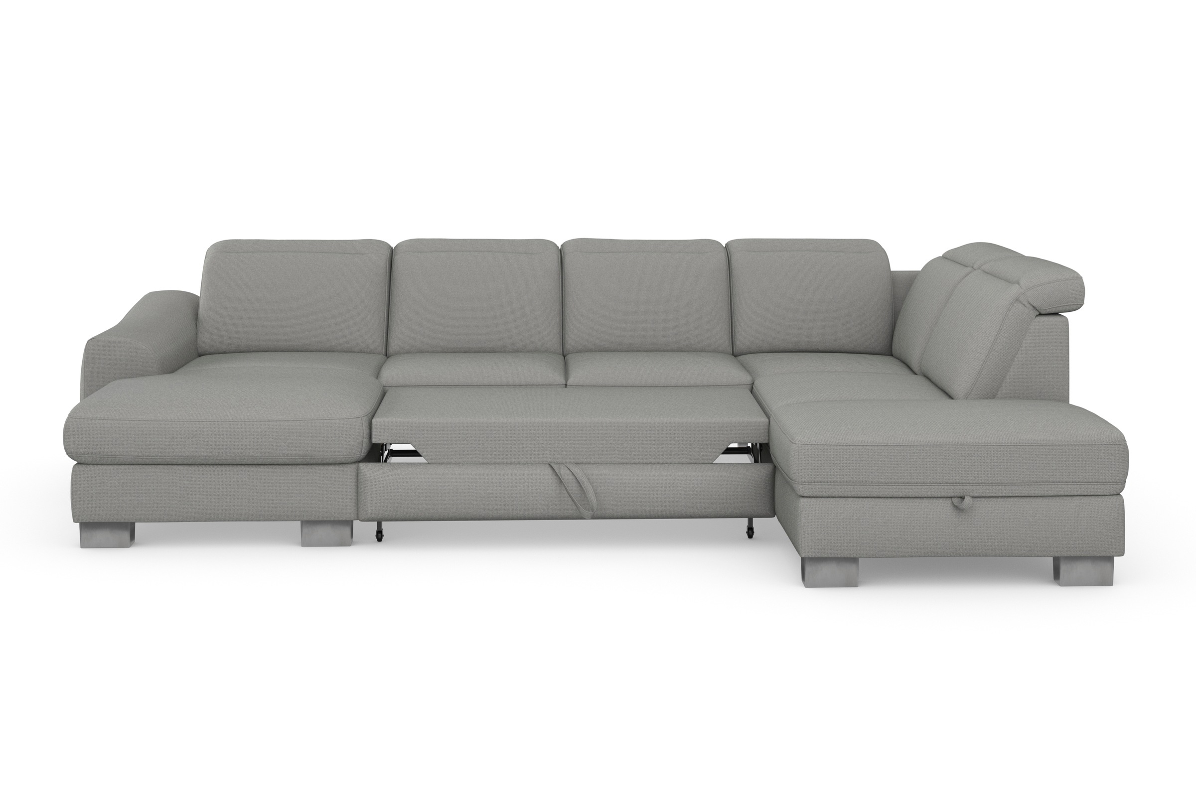 sit&more Wohnlandschaft »Dundee U-Form«, mit Federkern und Edelstahlfüßen, wahlweise mit Kopfteilverstellung