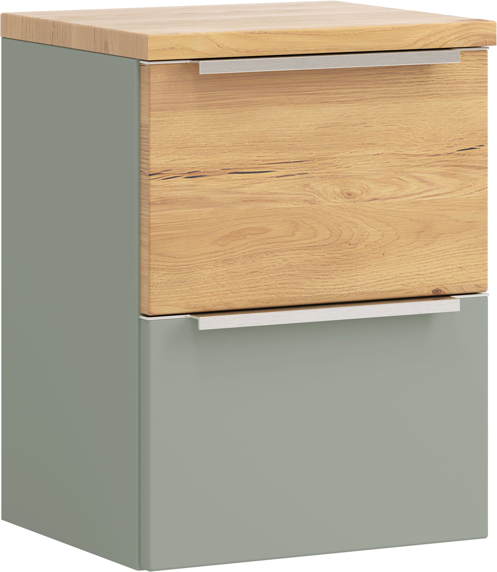 welltime Unterschrank "TRIENT, Unterschrank 40 cm, Softclose-Auszüge" Schilfgrün/Wildeiche, Softclose-Metallauszüge