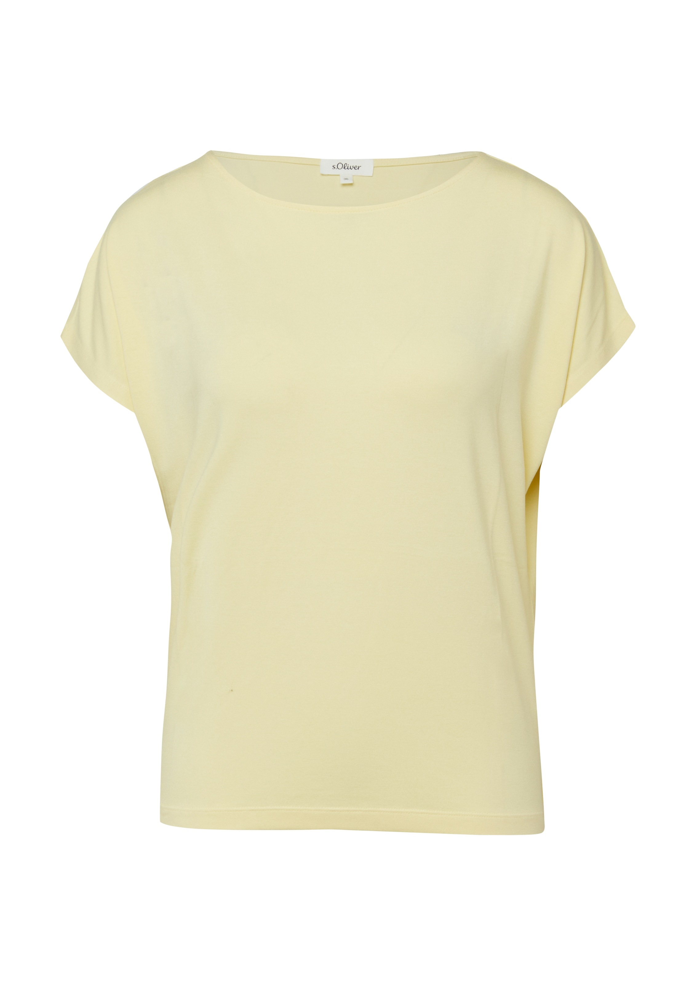 T-Shirt S.OLIVER, Damen, Gr. 36, butter gelb, Jersey, Obermaterial: 95% Viskose, 5% Elasthan, regular fit taillenbedeckt, Rundhals, Shirts T-Shirt, mit Markenlabel 2