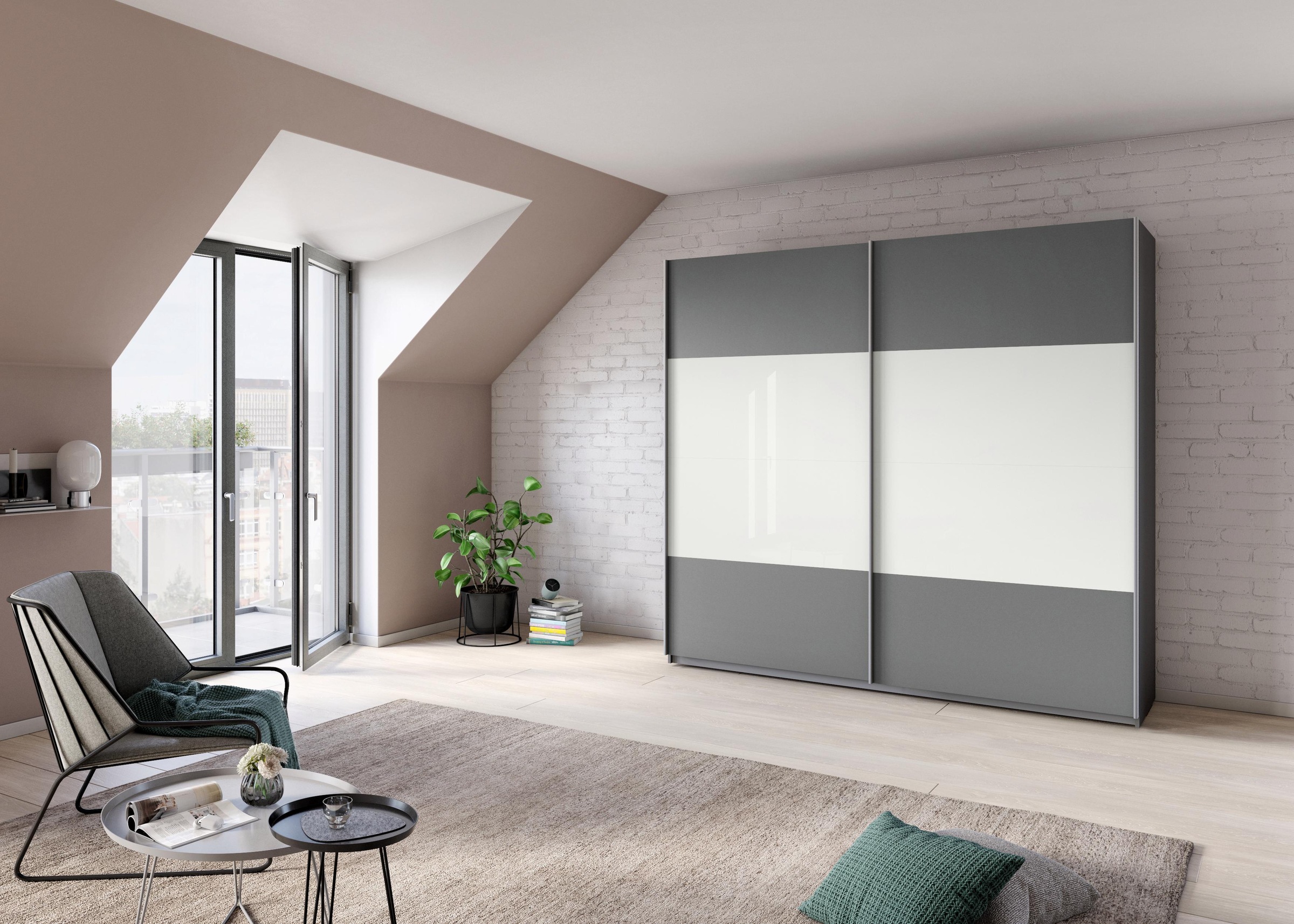 rauch Schwebetürenschrank »Quadra Bestseller Schlafzimmerschrank in vielen Breiten«, Kleiderschrank Garderobenschrank Schrank mit Glaselementen