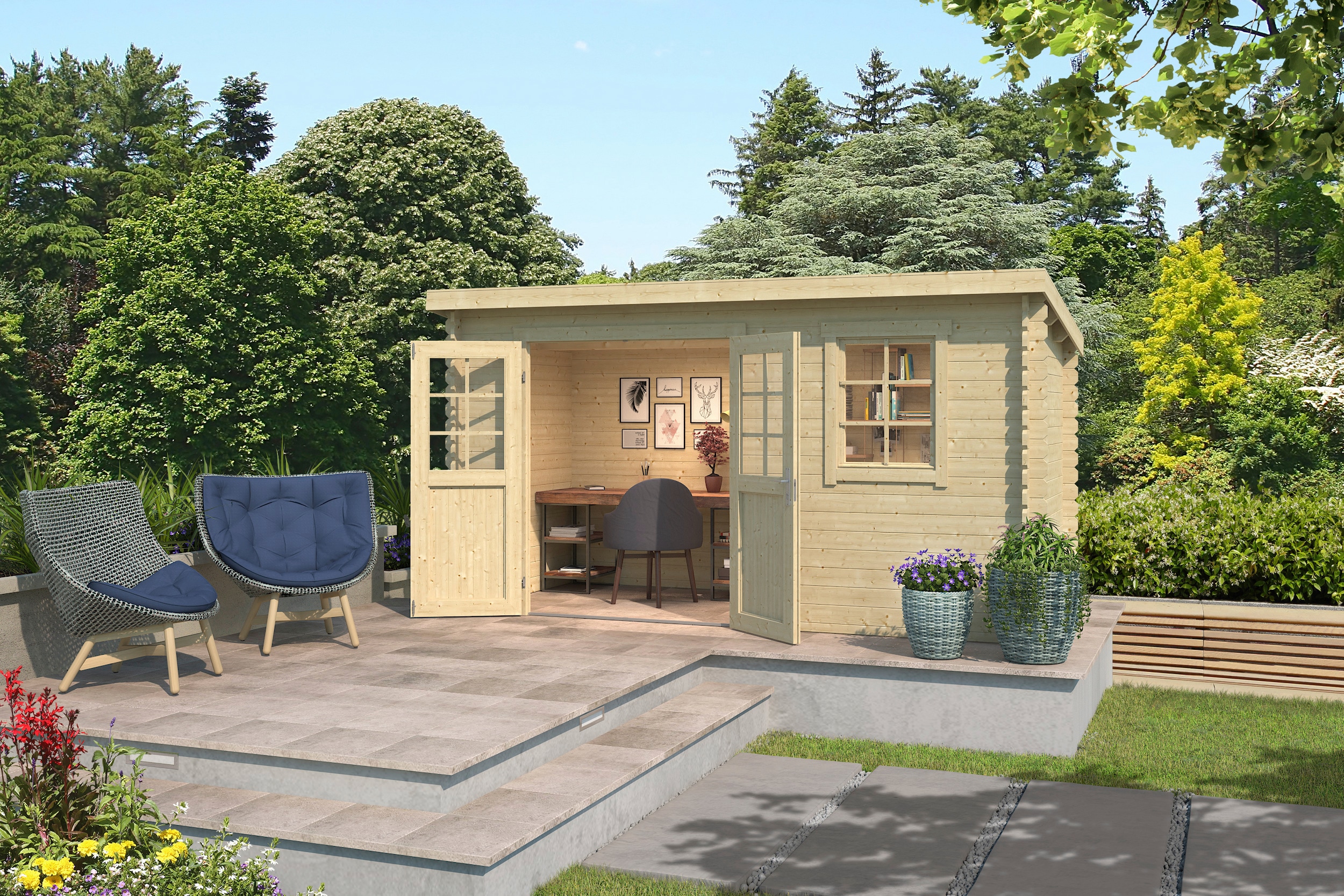 LASITA MAJA Gartenhaus "Amira 175" Blockbohlenhaus 28mm