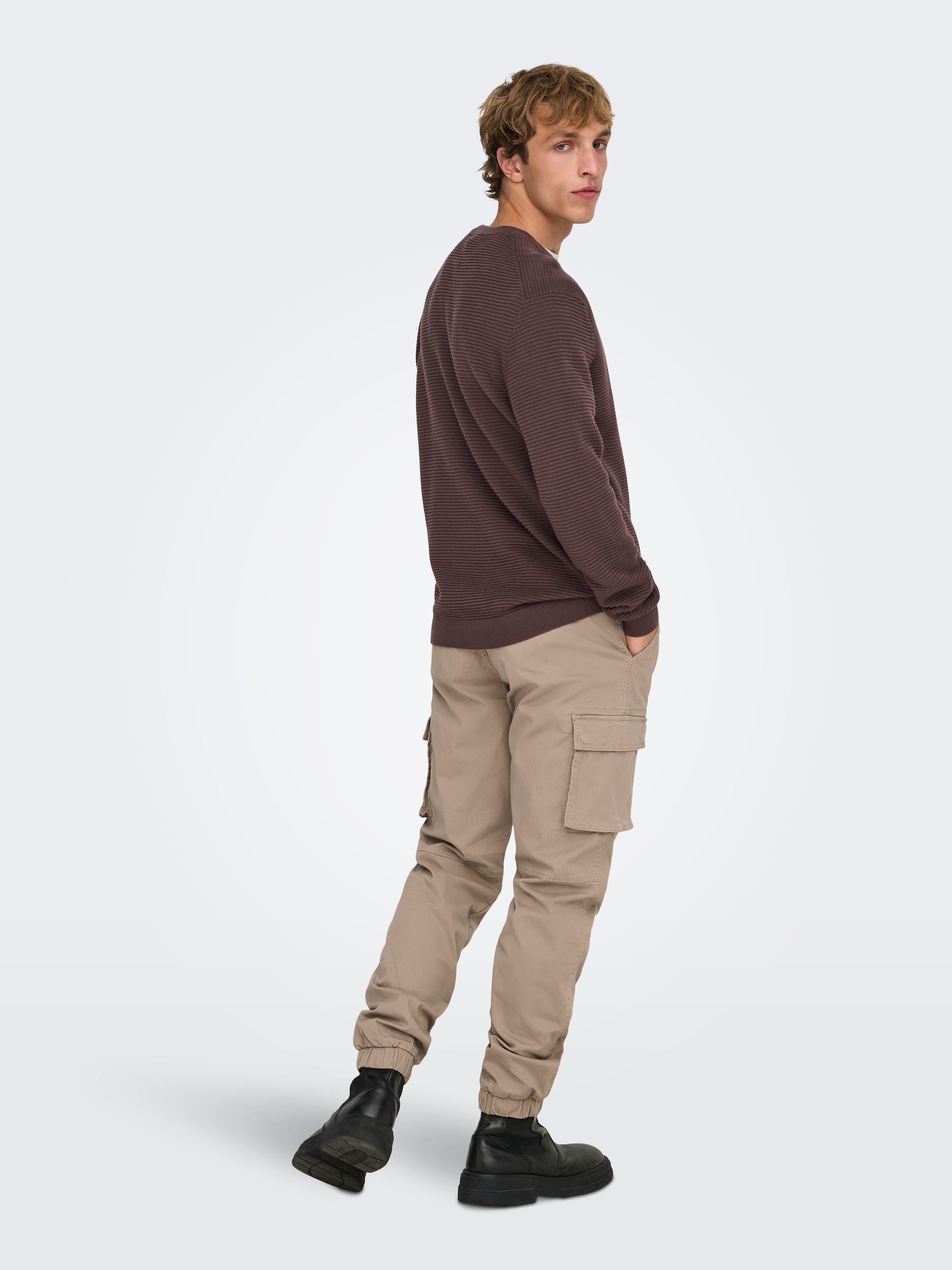 ONLY & SONS Rundhalspullover »ONSRON REG LS CREW NECK KNIT NOOS« Baumwolle, regular fit
