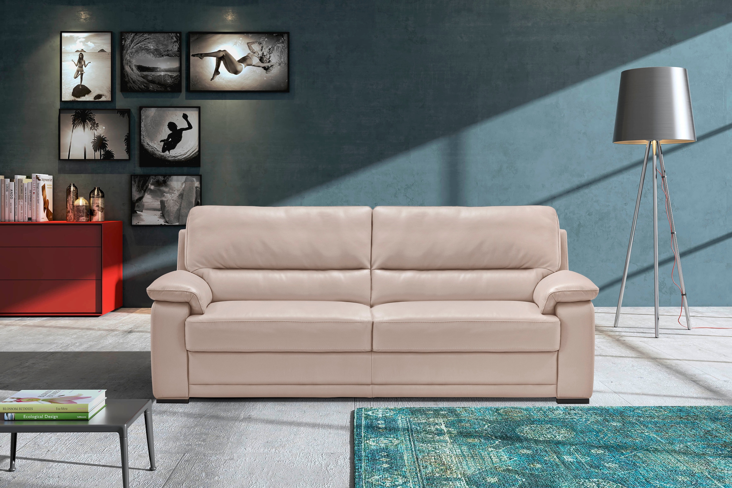 Egoitaliano 2,5-Sitzer "Doris, modernes Designersofa, Ledersofa mit erstklassiger Sitzqualität", edle Detailverarbeitung