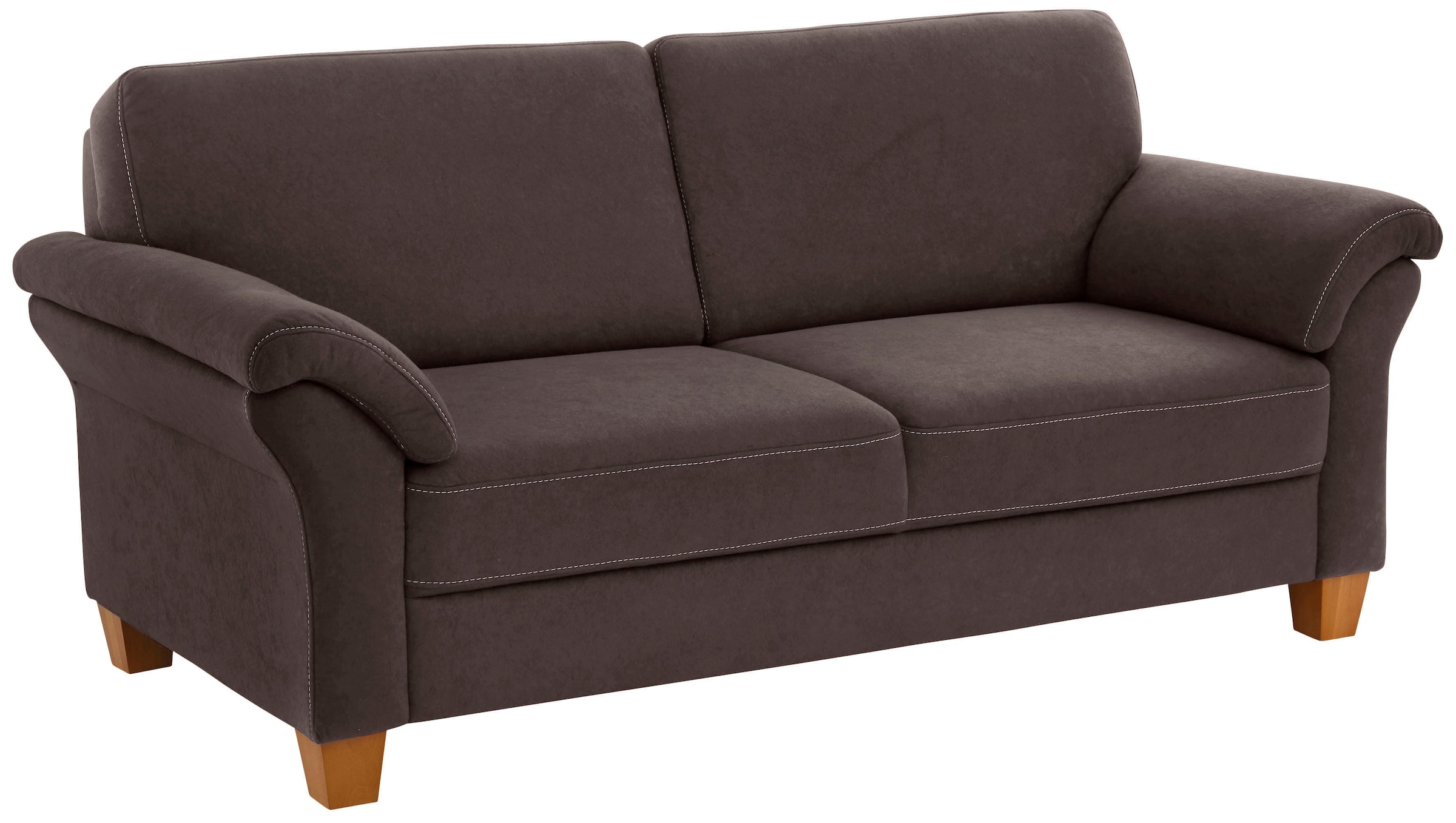 OTTO home 3-Sitzer "Borkum, B: 186 cm, Federkern, Komfortsitzhöhe 46 cm" Landhausstil, Holzfüße, Kopfstützen nachrüstbar