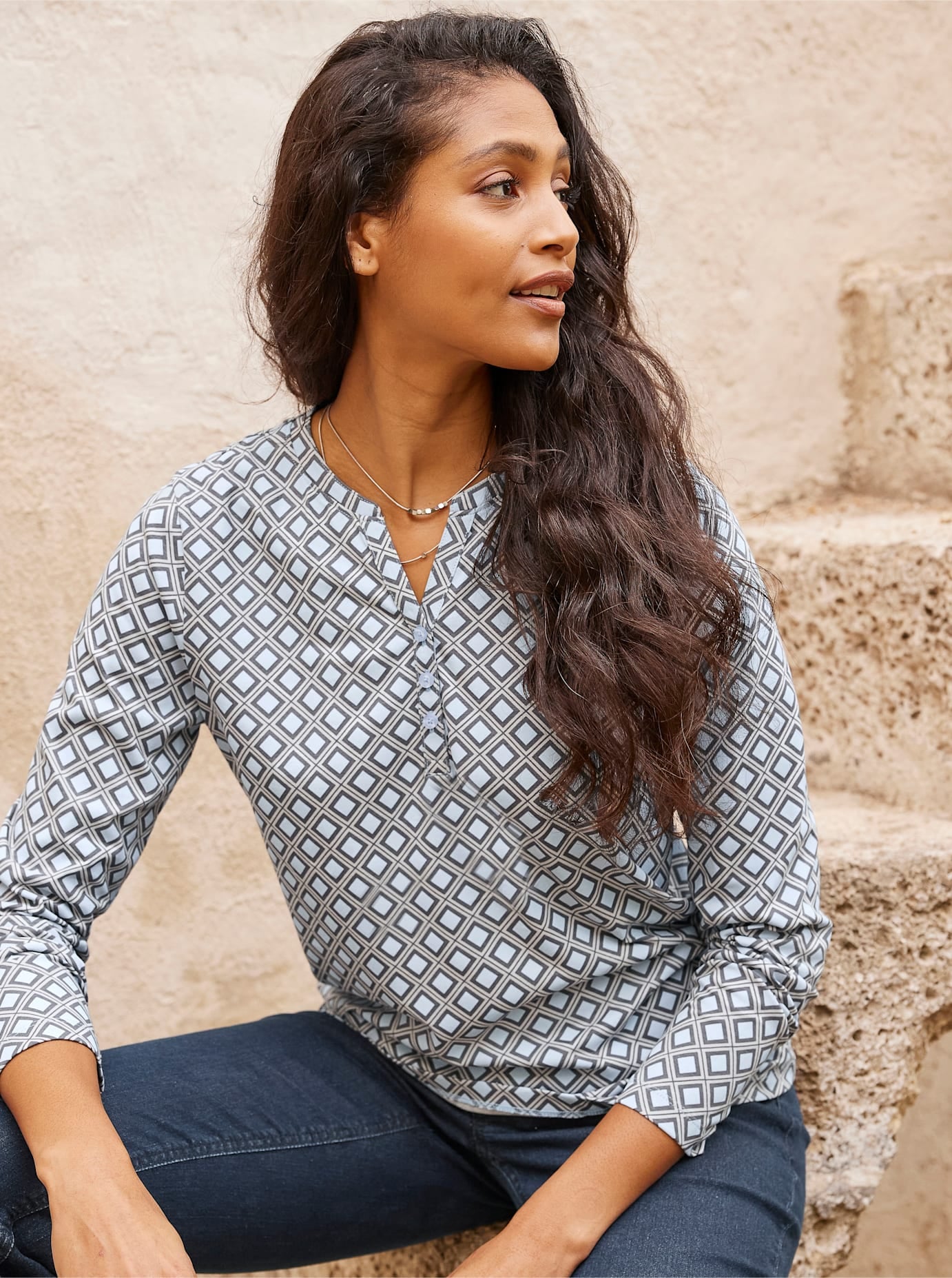 heine Langarmshirt "Druck-Shirt", 1 Stk. günstig online kaufen