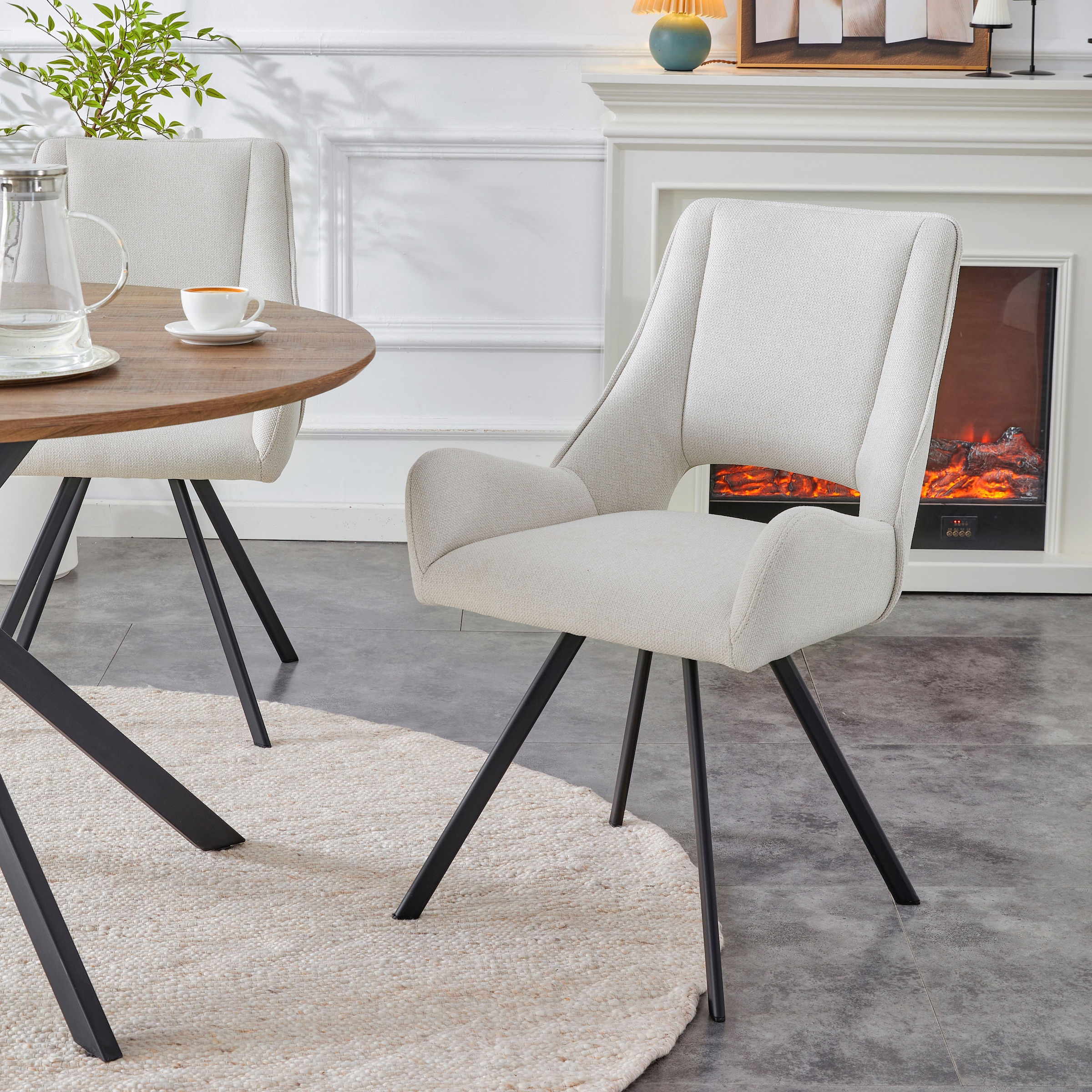 Home affaire Esszimmerstuhl »AIRDRIE, 2er Set, mit Metallgestell in matt schwarz« (Set) 2 Stk.in verschiedenen Farben, Belsatbarkeit pro Stuhl 120 kg, mit Griffloch