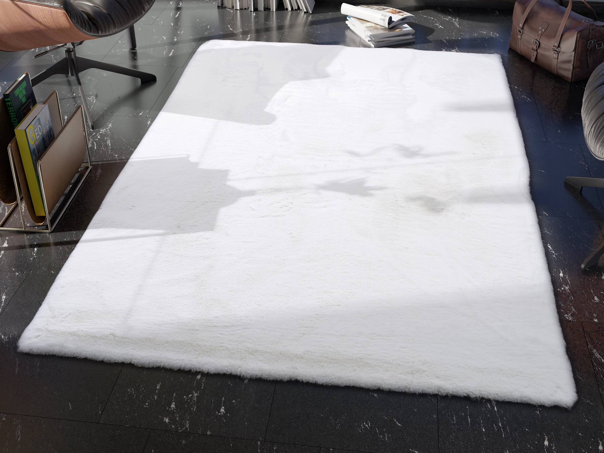 OCI DIE TEPPICHMARKE Hochflor-Teppich "ROCKY SOFT, Fell Haptik" rechteckig 35 mm Höhe Kunstfell, weich, kuschelig, maschinell gewebt, Kaninchen Haptik