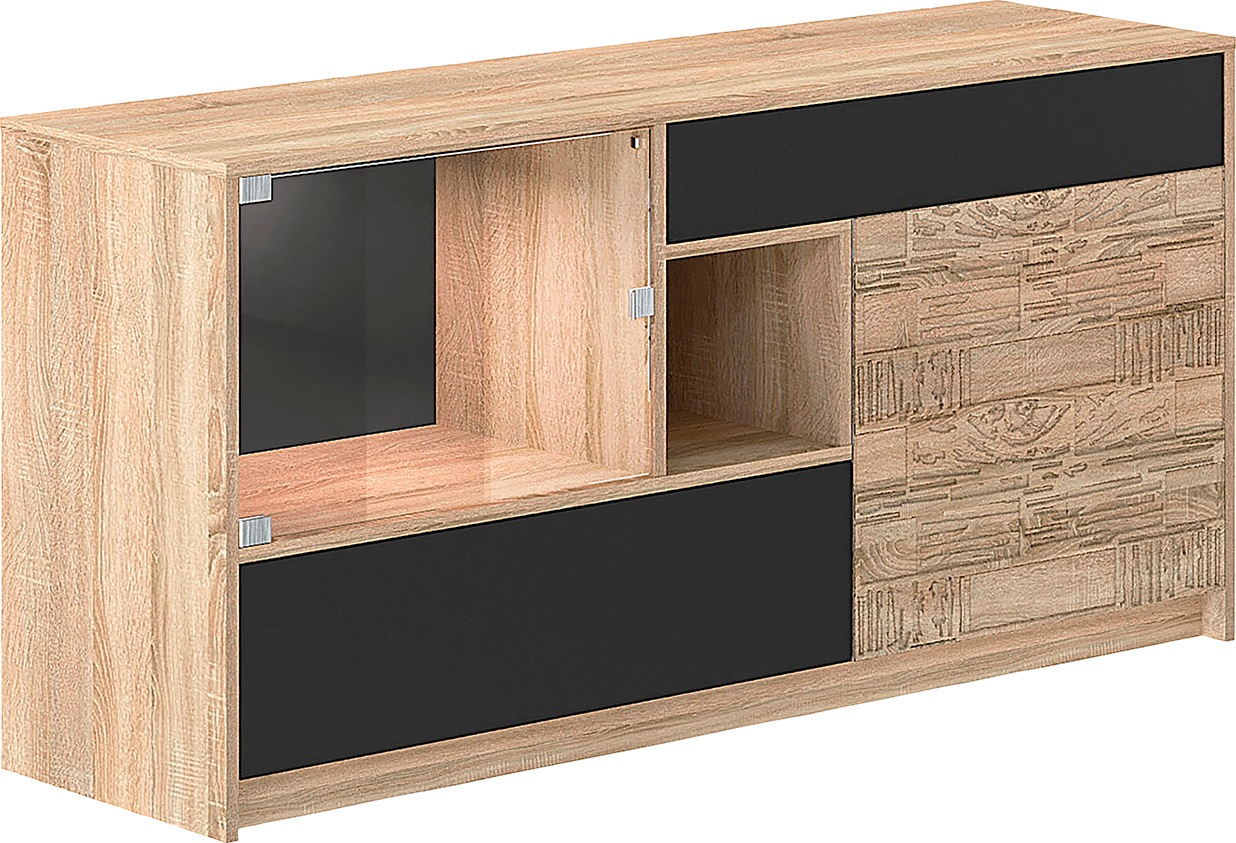 INOSIGN Kommode Brick, mit Hintergrundbeleuchtung und Push-to-open-Funktion, Breite 147 cm