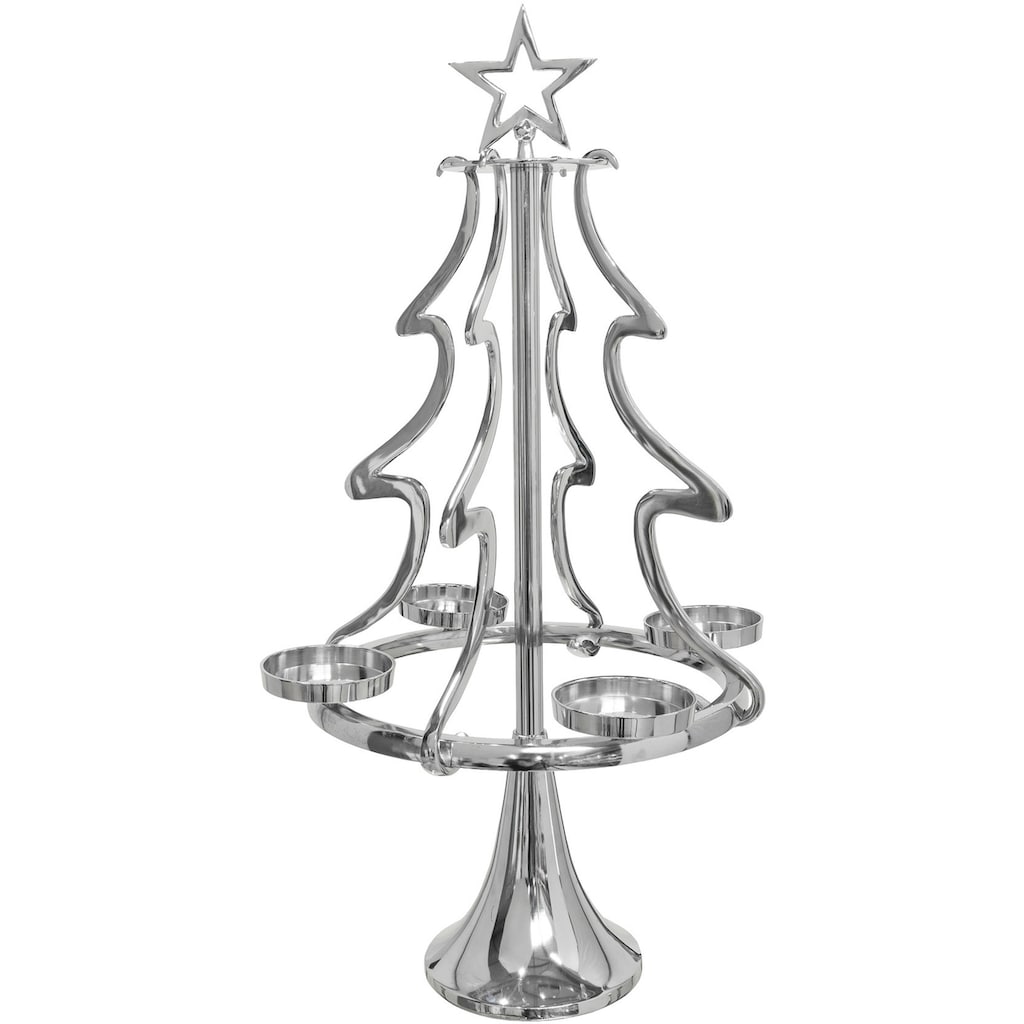 my home Adventsleuchter »Tannenbaum, Weihnachtsdeko«, (1 St.), Kerzenständer aus Aluminium, Höhe 86 cm