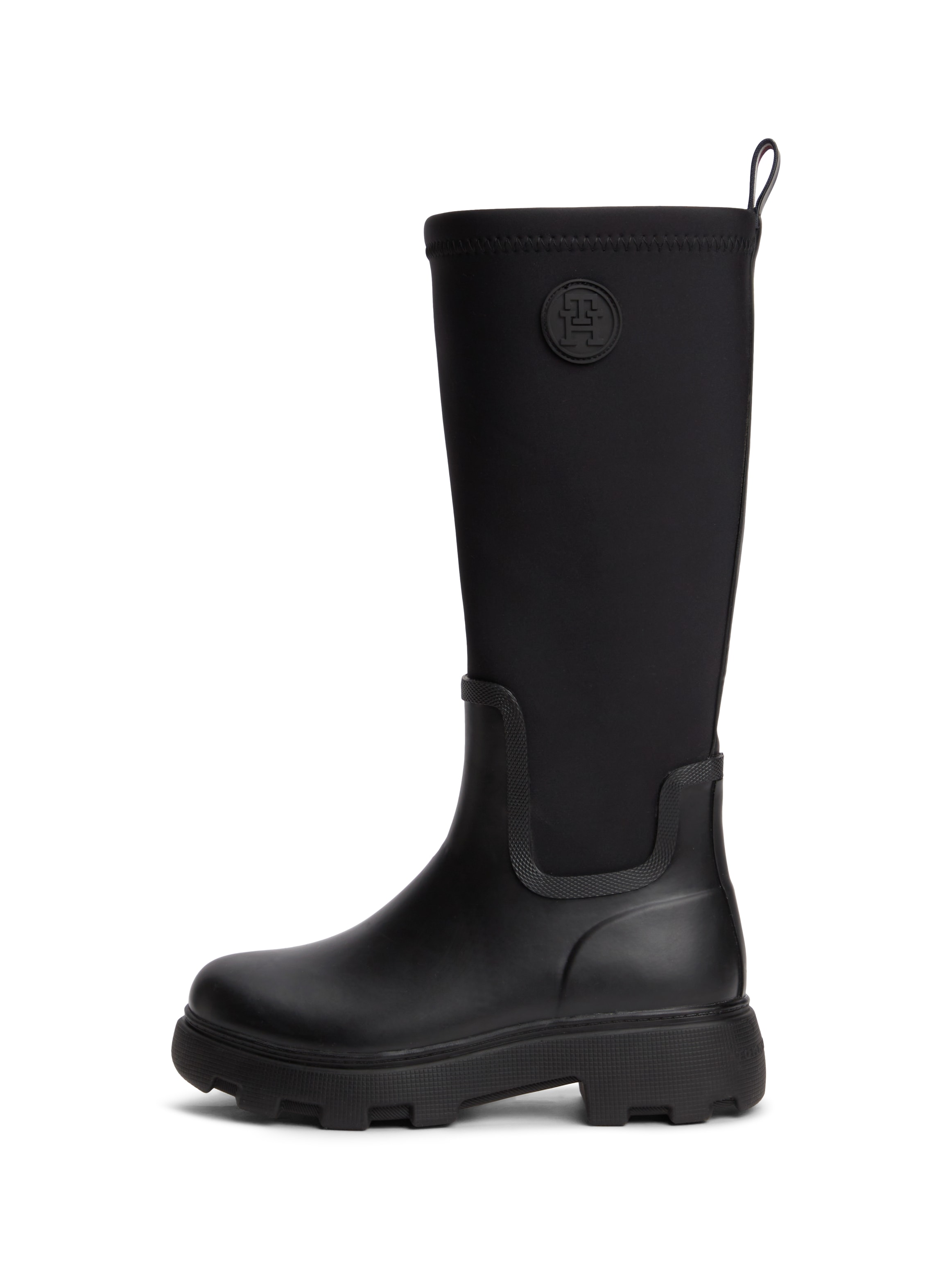 Tommy Hilfiger Gummistiefel »TH STAMP WARM KNEE RAIN BOOT«  Blockabsatz, Rainboots mit seitlichem Logo-Aufnäher