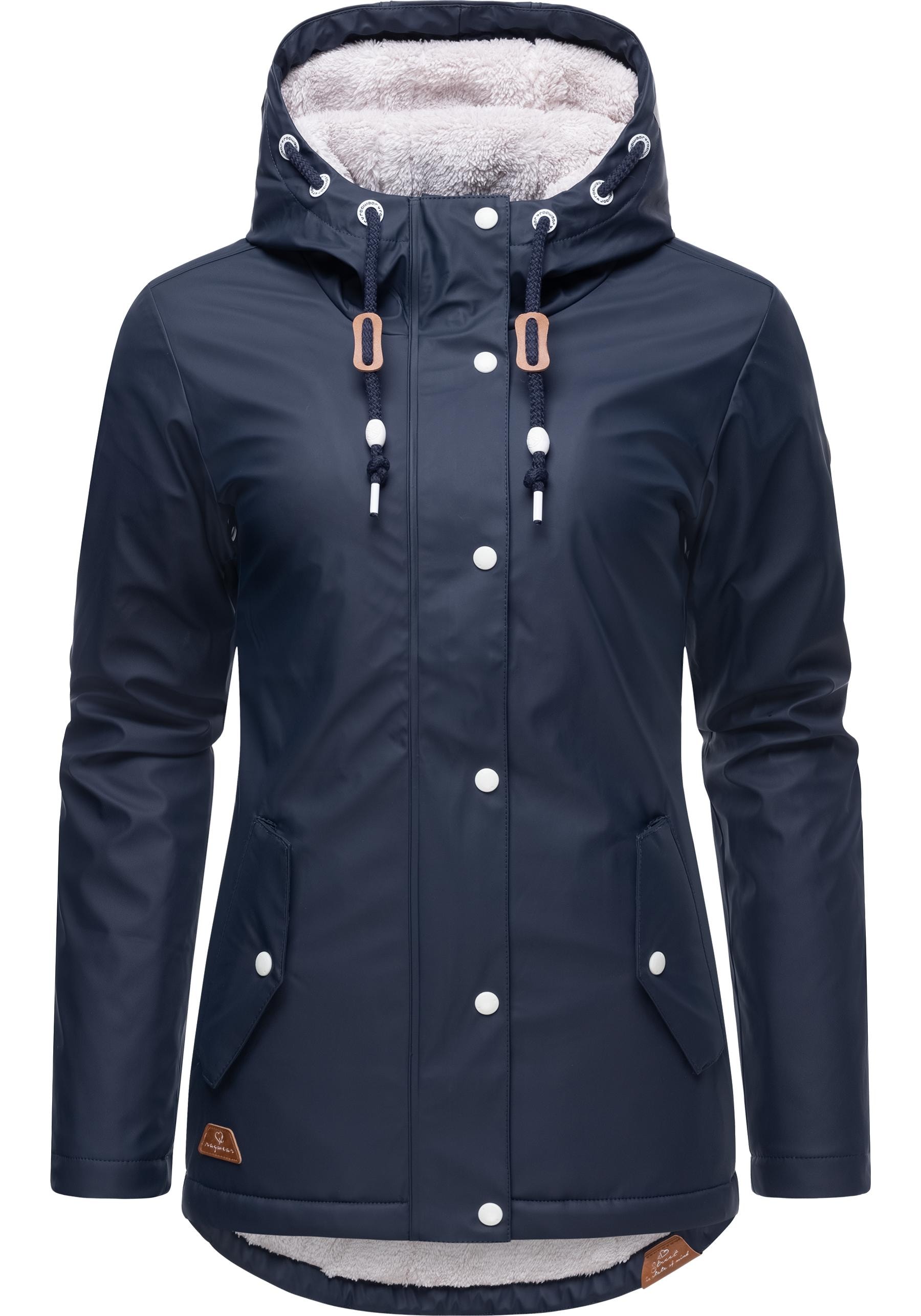 Ragwear Regenjacke "Marge", mit Kapuze, warm gefütterter Damen Winter Regenmantel