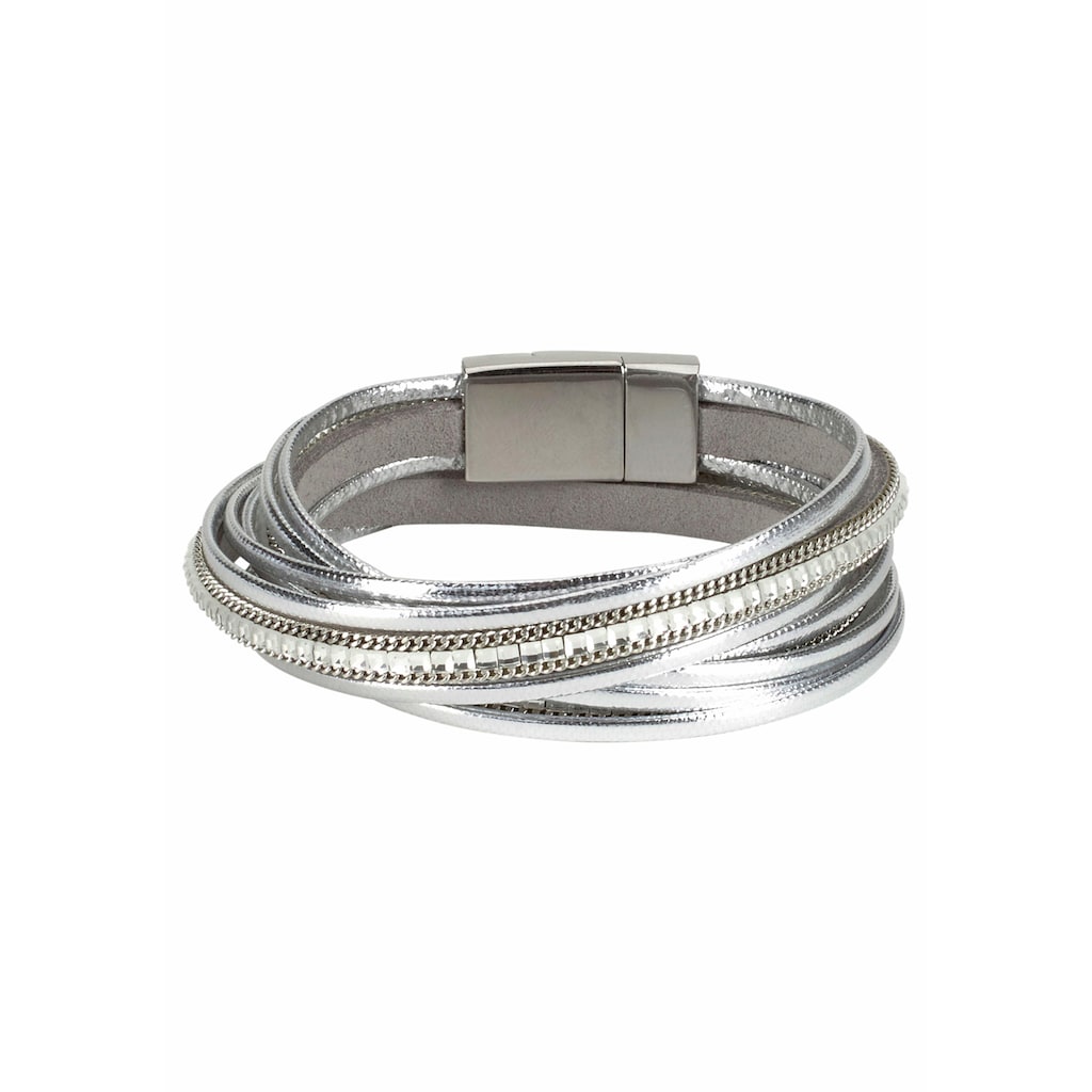 Firetti Wickelarmband »im Metallic Look«, mit Glasstein