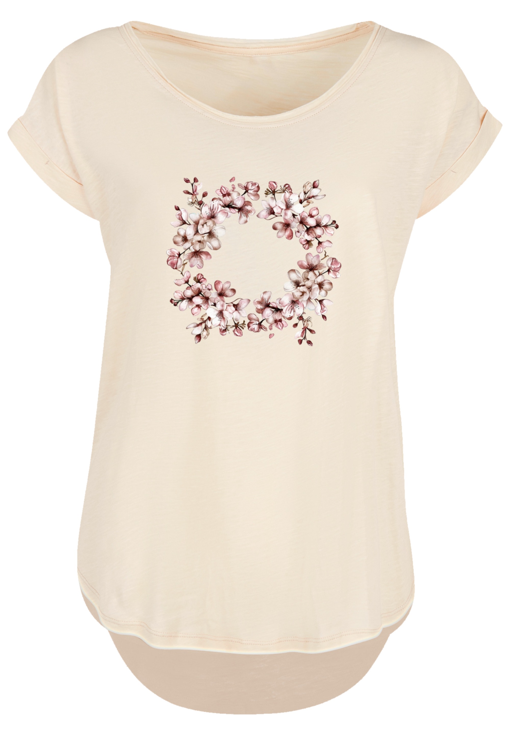 F4NT4STIC T-Shirt »Rosa Frühlings Blumenkranz Dekor«, Premium Qualität