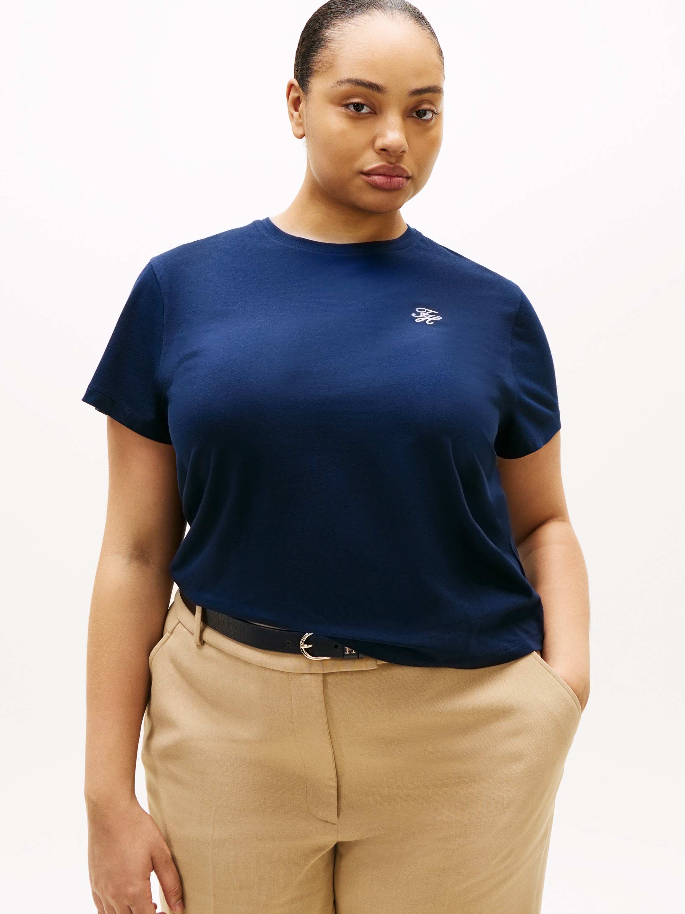 Tommy Hilfiger Curve Kurzarmshirt "CRV TH SCRIPT REG C-NK SS TEE" in großen günstig online kaufen