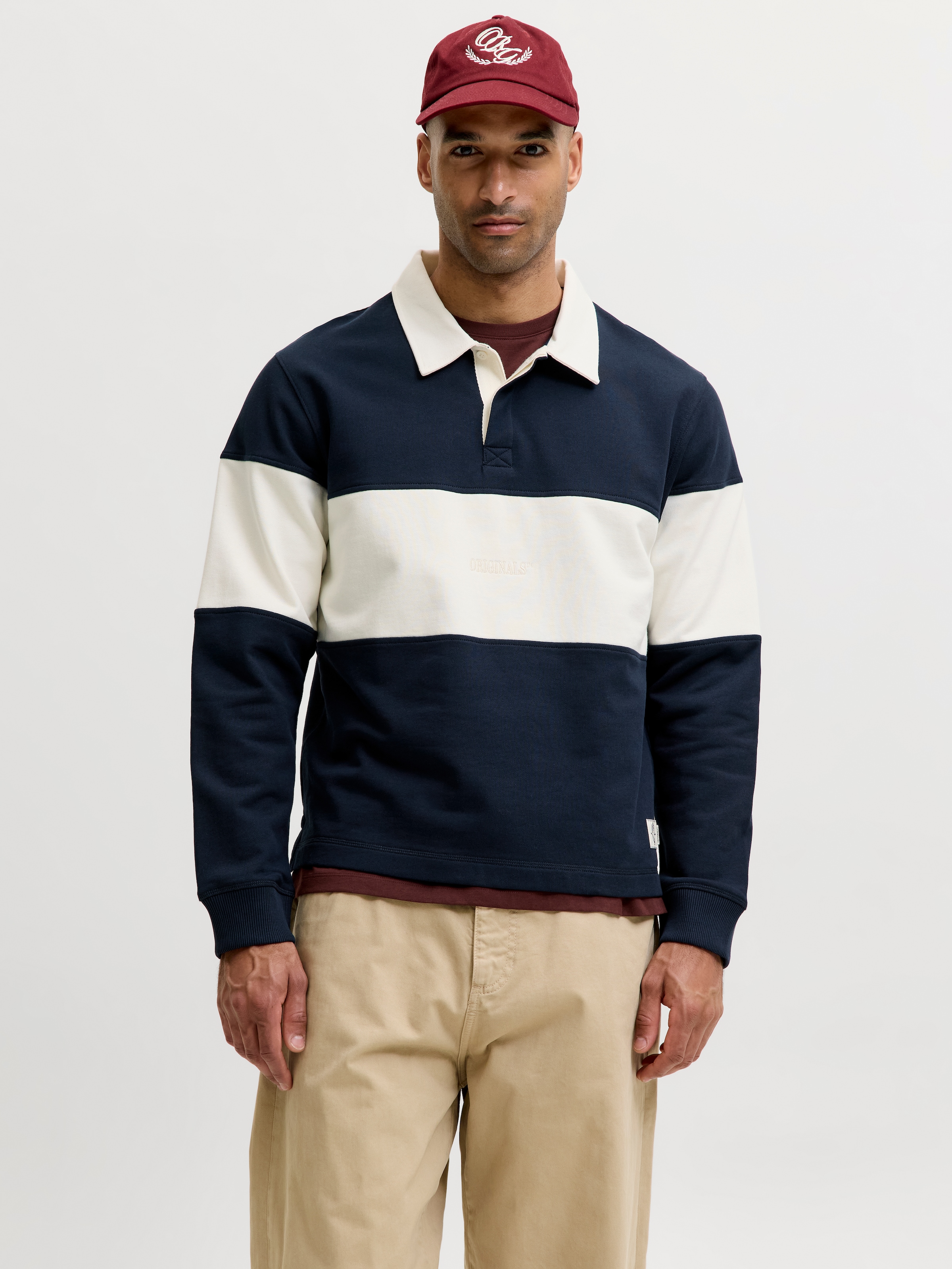 Jack & Jones Sweatshirt "JORFREDERIKSBERG BLOCKING SWEAT POLO SN", Baumwolle, relaxed fit