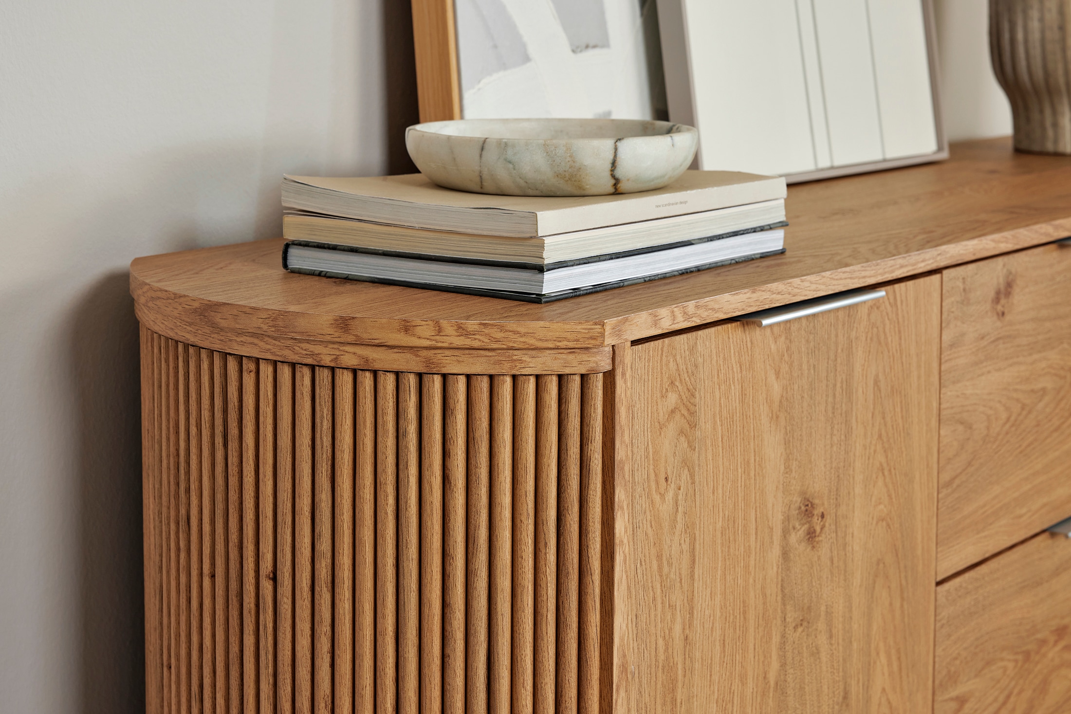 Jahnke Sideboard »MOON SB 160«, (1 St.), Sideboard, 2 Türen & 3 Schubladen, abgerundet, Breite ca. 160 cm