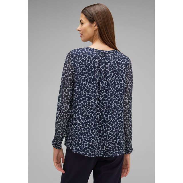 Print, online mit Floraler kaufen Raffungen hinten, Zierknopf | ONE Print«, BAUR STREET Chiffonbluse »Chiffonbluse modische