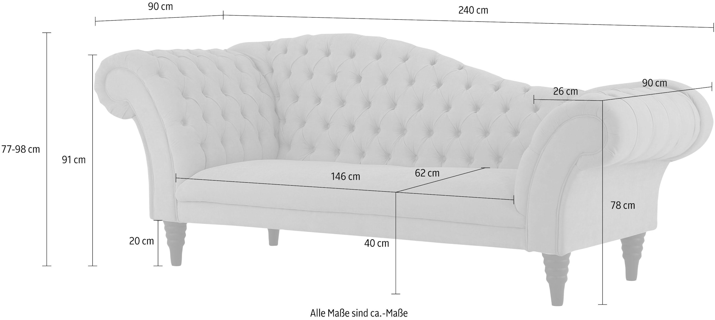Home affaire 3-Sitzer »Chester«, mit Knopfheftung in Recamieren-Optik
