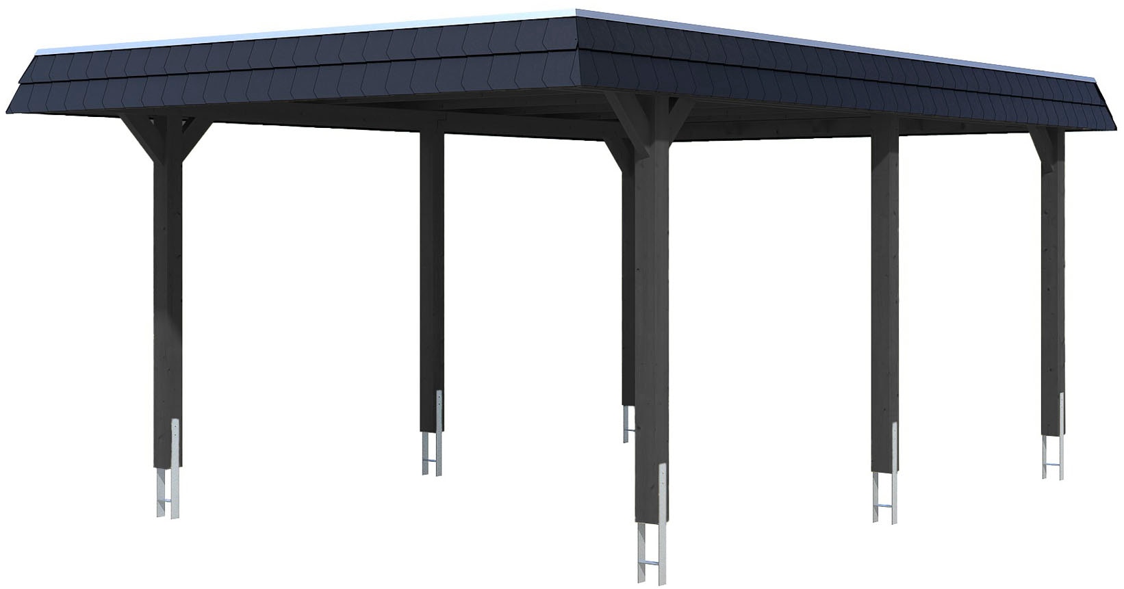 Skanholz Einzelcarport "Wendland" Leimholz 341 cm Anthrazit, schwarze Blende