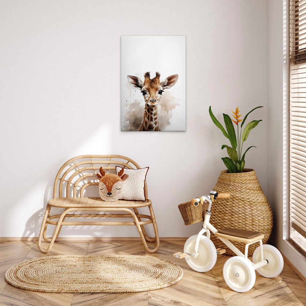 A.S. Création Leinwandbild "Baby Giraffe - Wandbild Weiß Braun Beige Keilra günstig online kaufen