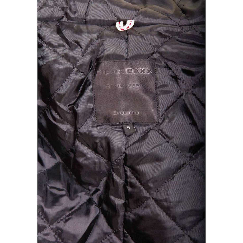 Damenmode Jacken & Mäntel Cipo & Baxx Outdoorjacke, mit stylischer Kunstfellkapuze schwarz