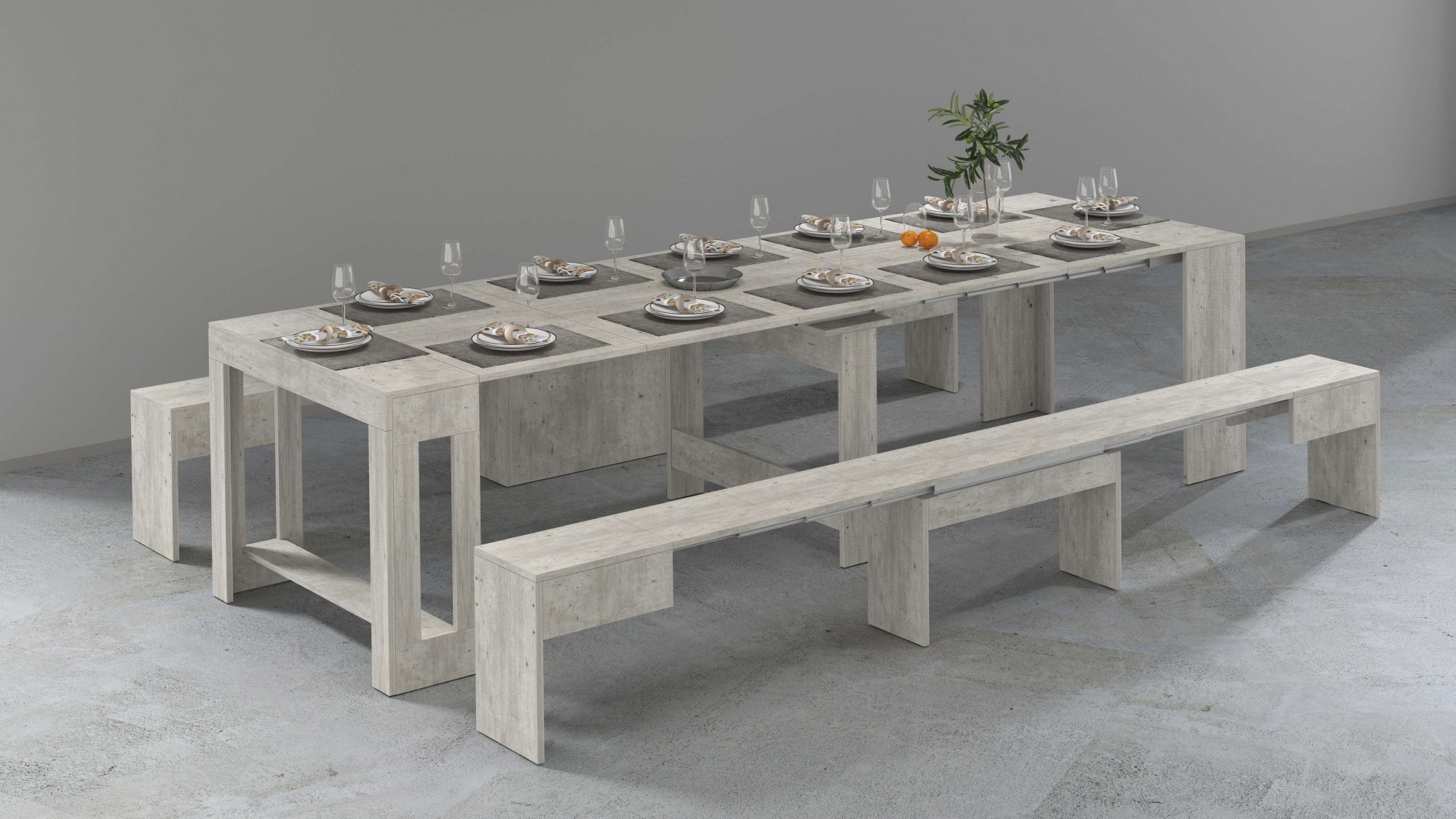 INOSIGN Sitzgruppe "Praktika" Spar-Set, Set beinhaltet 2 Bänke, 2 Stk. tlg. günstig online kaufen