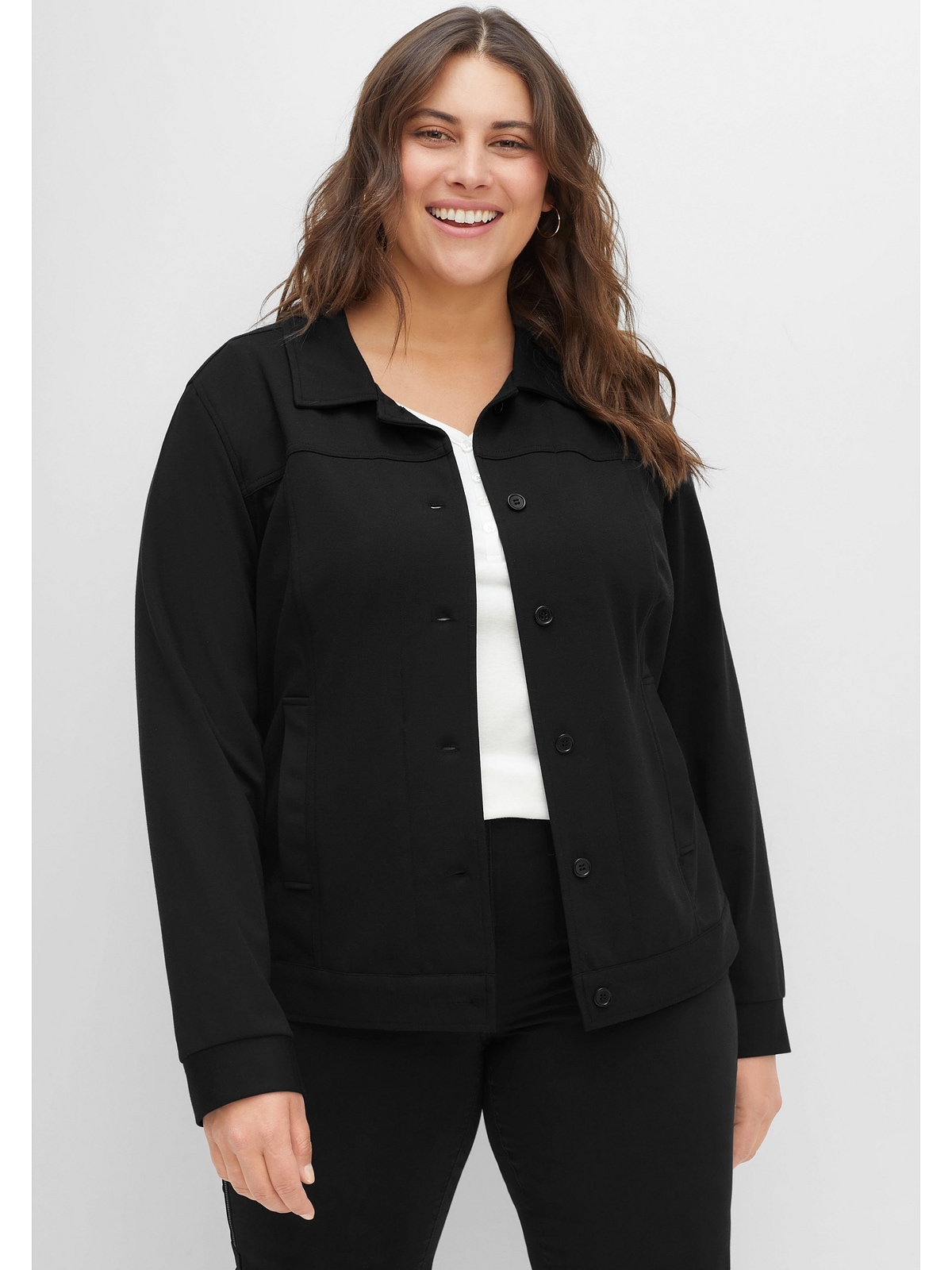 Sheego Kurzjacke »Kurzjacke«, ohne Kapuze, aus elastischem Interlock, leicht tailliert kaufen