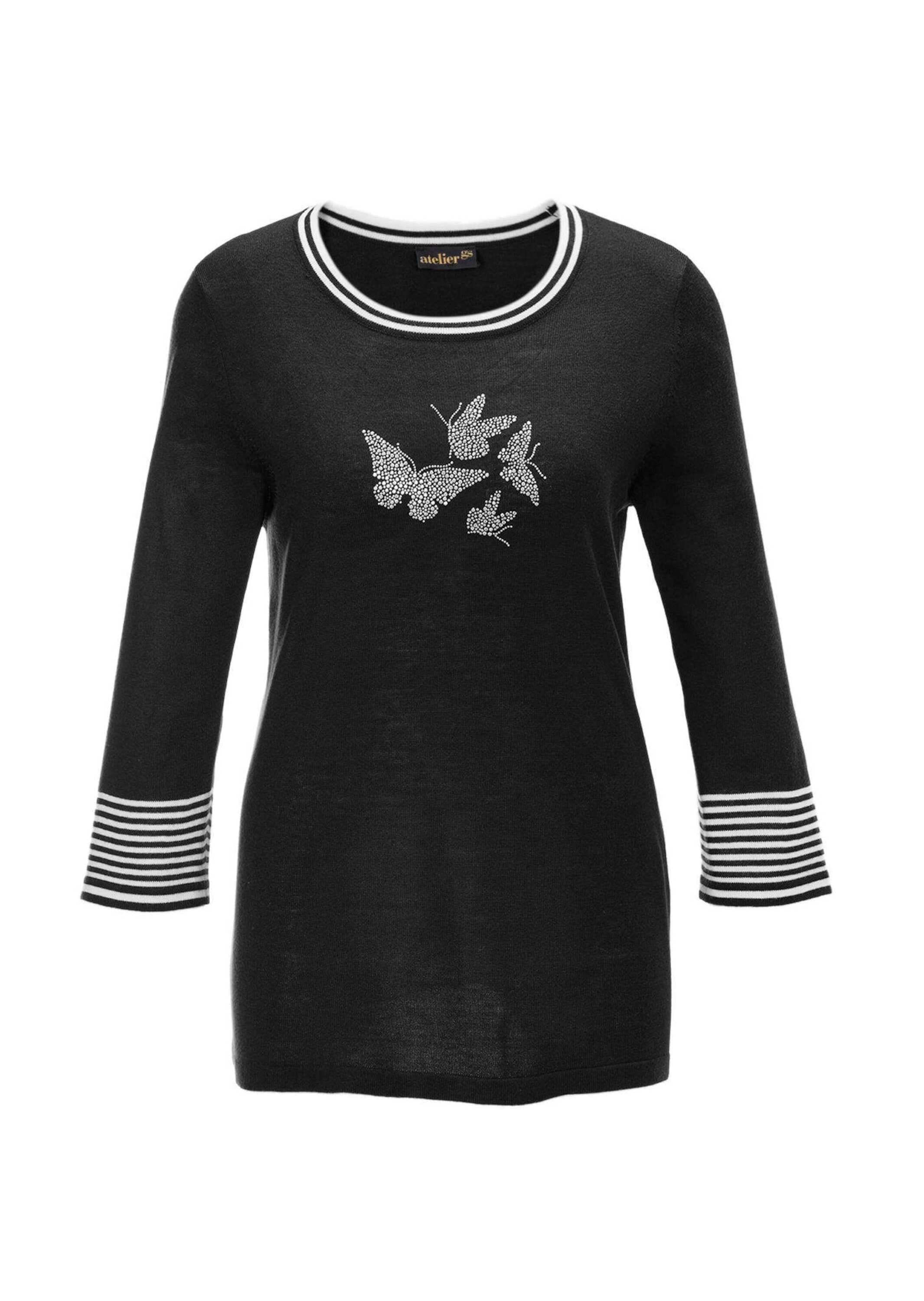 GOLDNER Rundhalspullover "Pullover mit femininem Motiv" günstig online kaufen