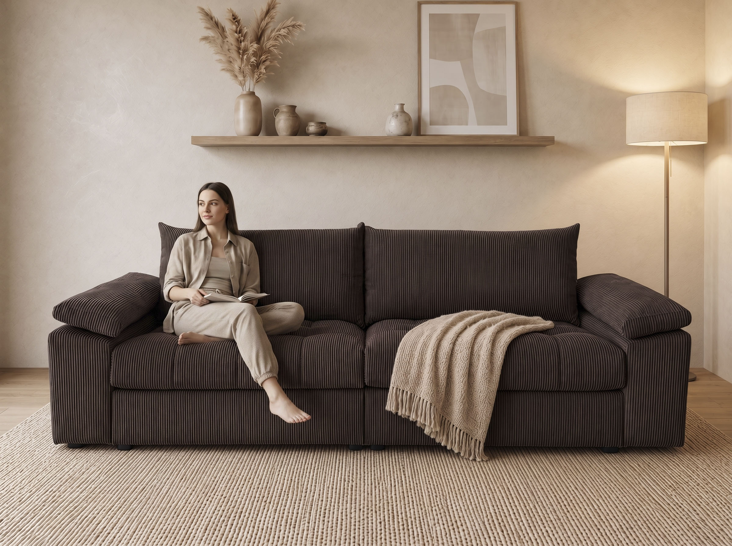 OTTO home Big-Sofa "Soft&Cosy Pik XXL, B: 303 cm, Mega Sofa in Cord" Lounge-Komfort mit edler Sitzsteppung, Federkern