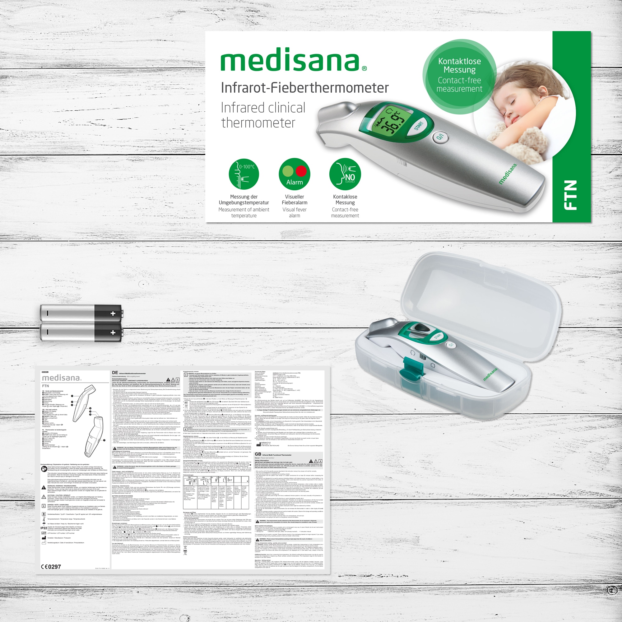 Medisana Infrarot-Thermometer »FTN«, Messung von Körper-, und Oberflächentemperatur mit Fieberalarm.