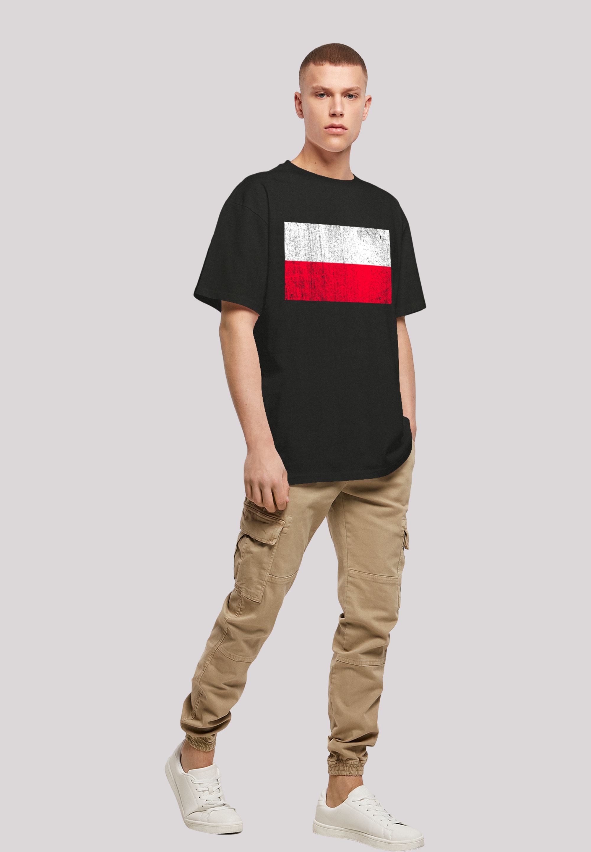 F4NT4STIC T-Shirt »Poland Polen Flagge distressed«, Print