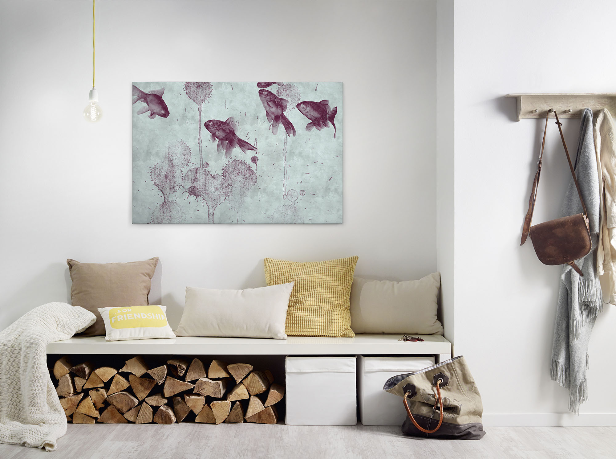 A.S. Création Leinwandbild "pond" Kunst Tiere 1 Stk. tlg. Keilrahmen Bild Fische Asiatisch Koi Leinwand-Bild Wohnzimmer modern
