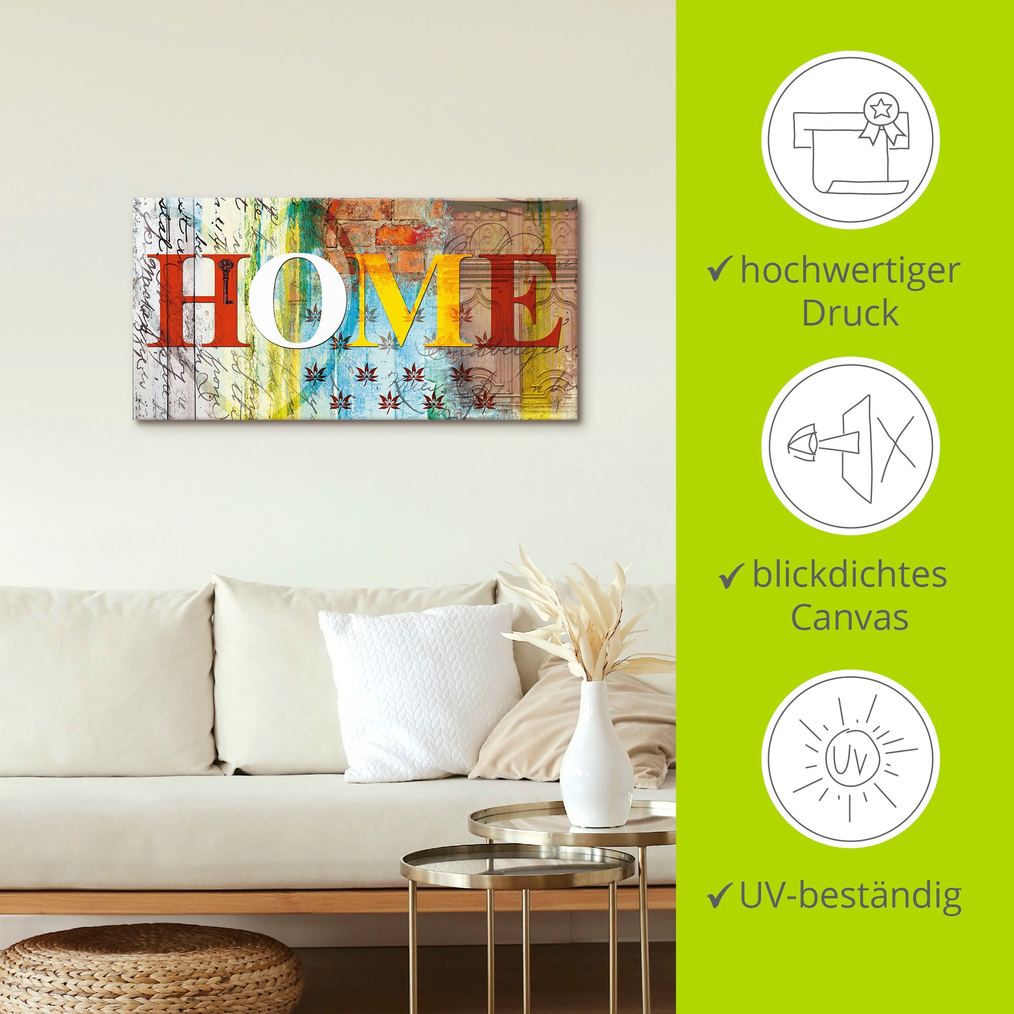 Artland Wandbild »Buntes Zuhause« Sprüche & Texte 1 Stk. tlg. als Leinwandbild, Poster in verschied. Größen