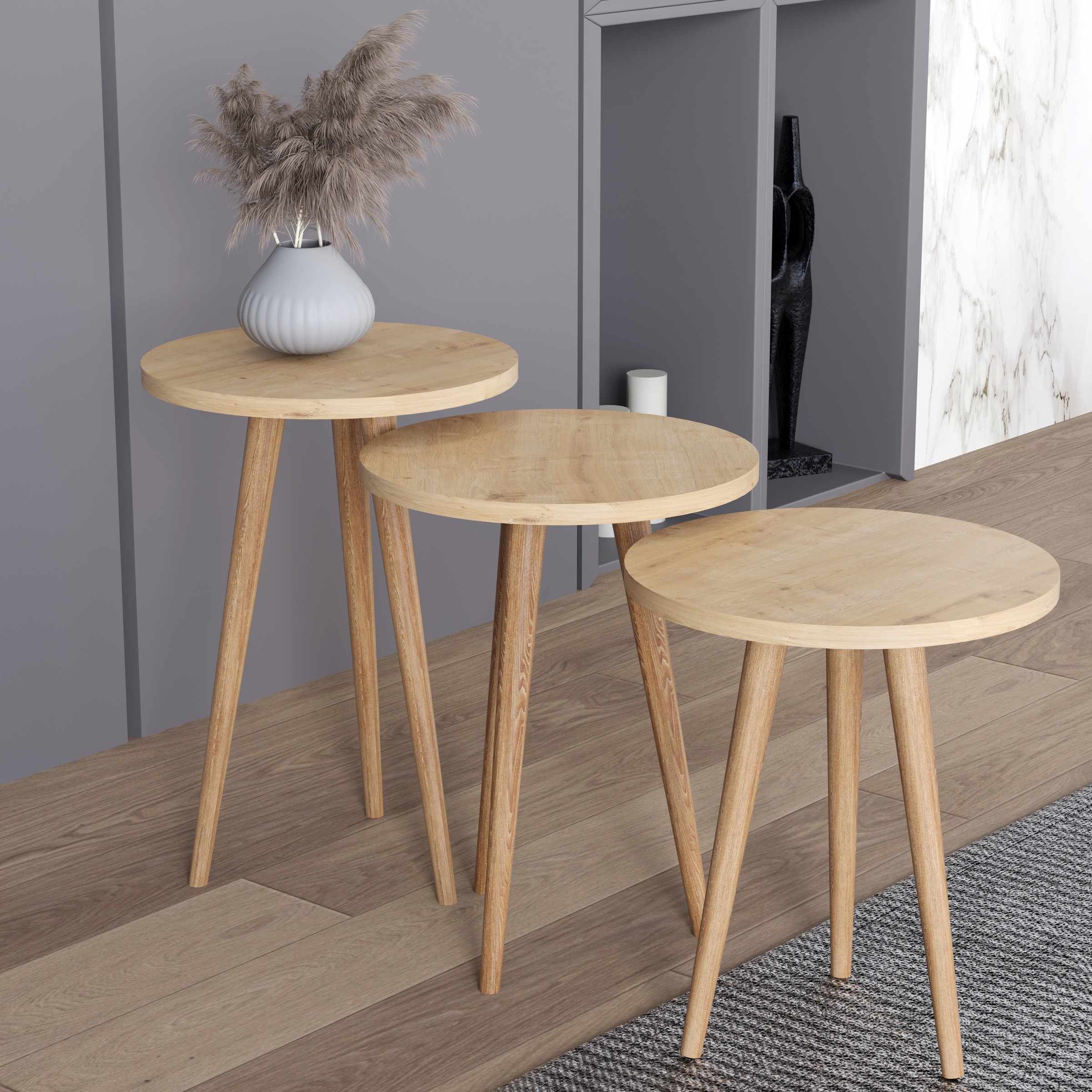 VCM Couchtisch »Barilo« 3-tlg. Set Beistelltisch | Maße ca. H. 42/47/52 x B. 34 x T. 34 cm