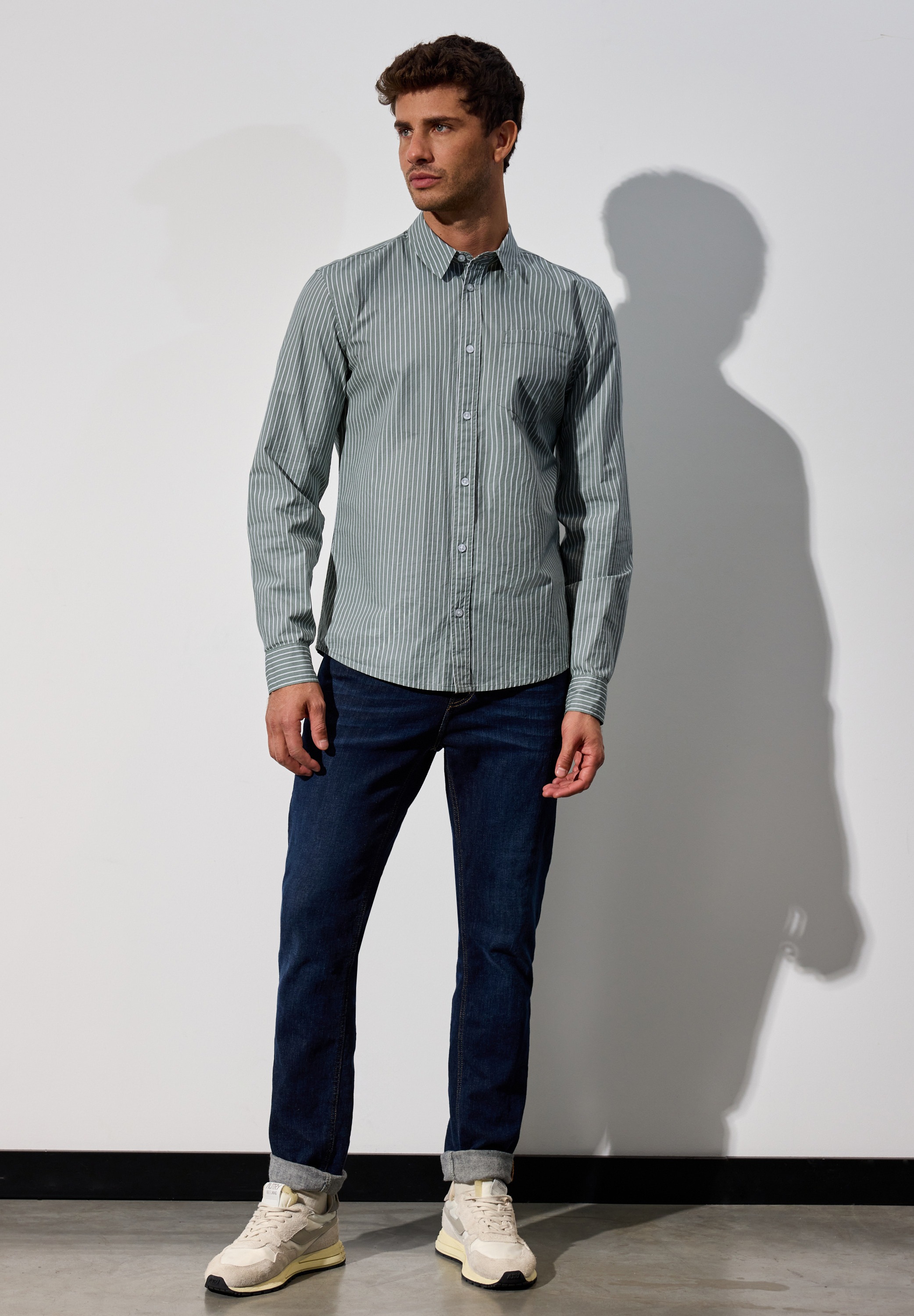 STREET ONE MEN Langarmhemd, aus reiner Baumwolle