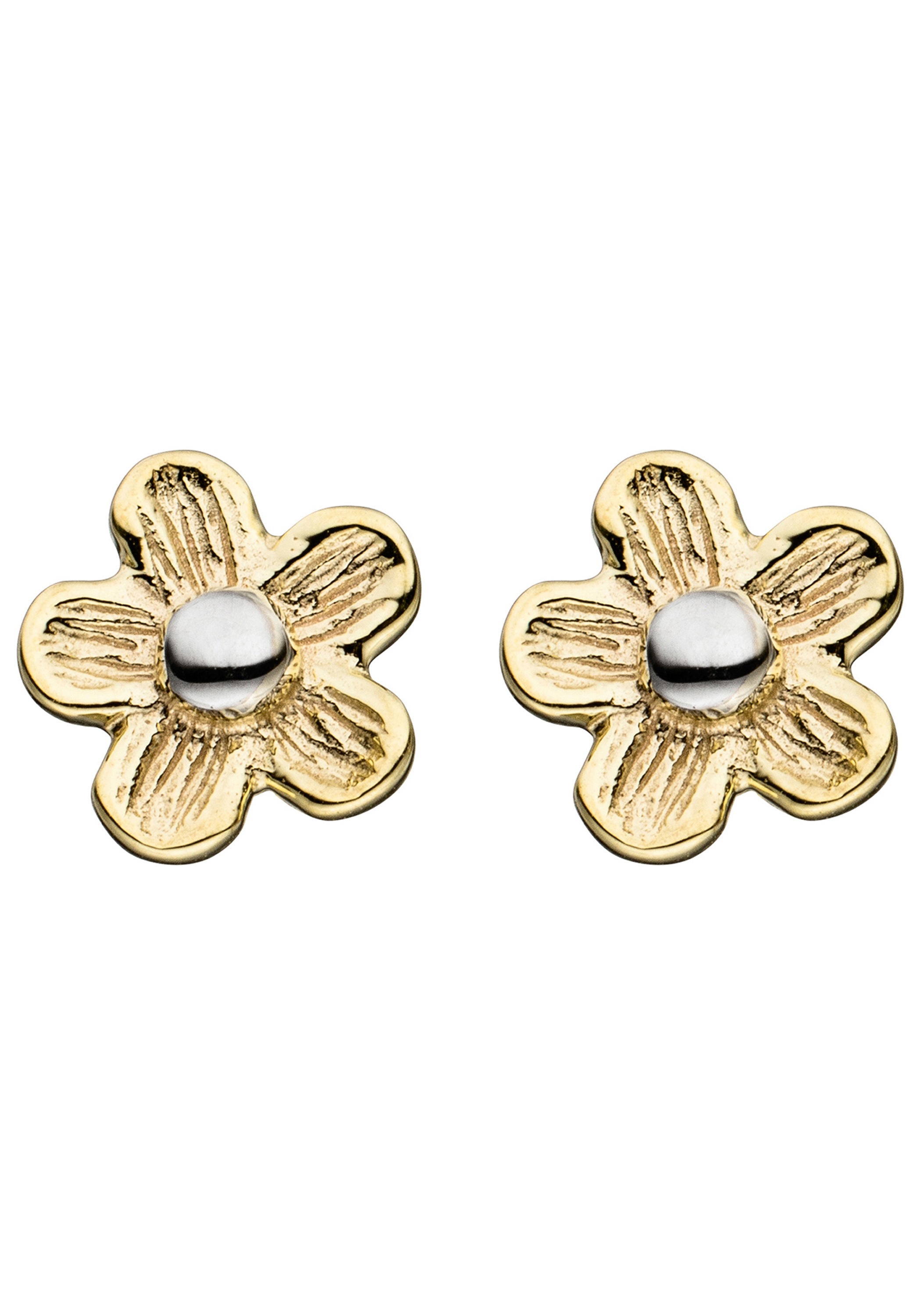 JOBO Paar Ohrstecker »Blume« 333 Gold matt bicolor