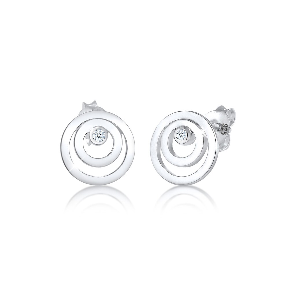 Elli DIAMONDS Paar Ohrstecker »Kreis Rund Geo Diamant (0.03 ct.) 925 Silber«