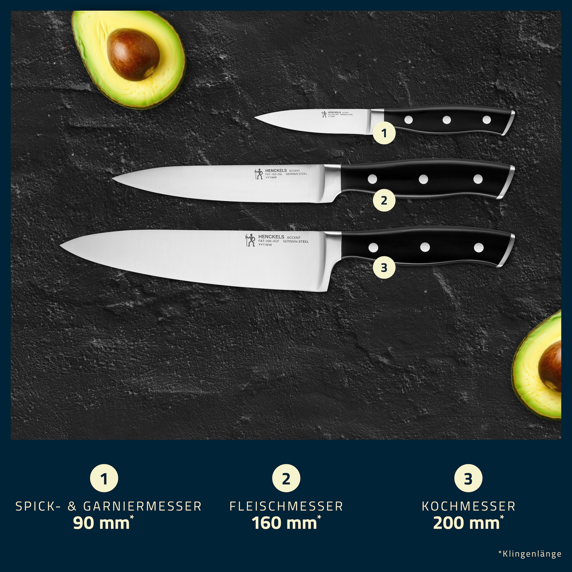 HENCKELS by ZWILLING Messer-Set »Accent« Rostfreier Klingenstahl, Ergonomische Griffe