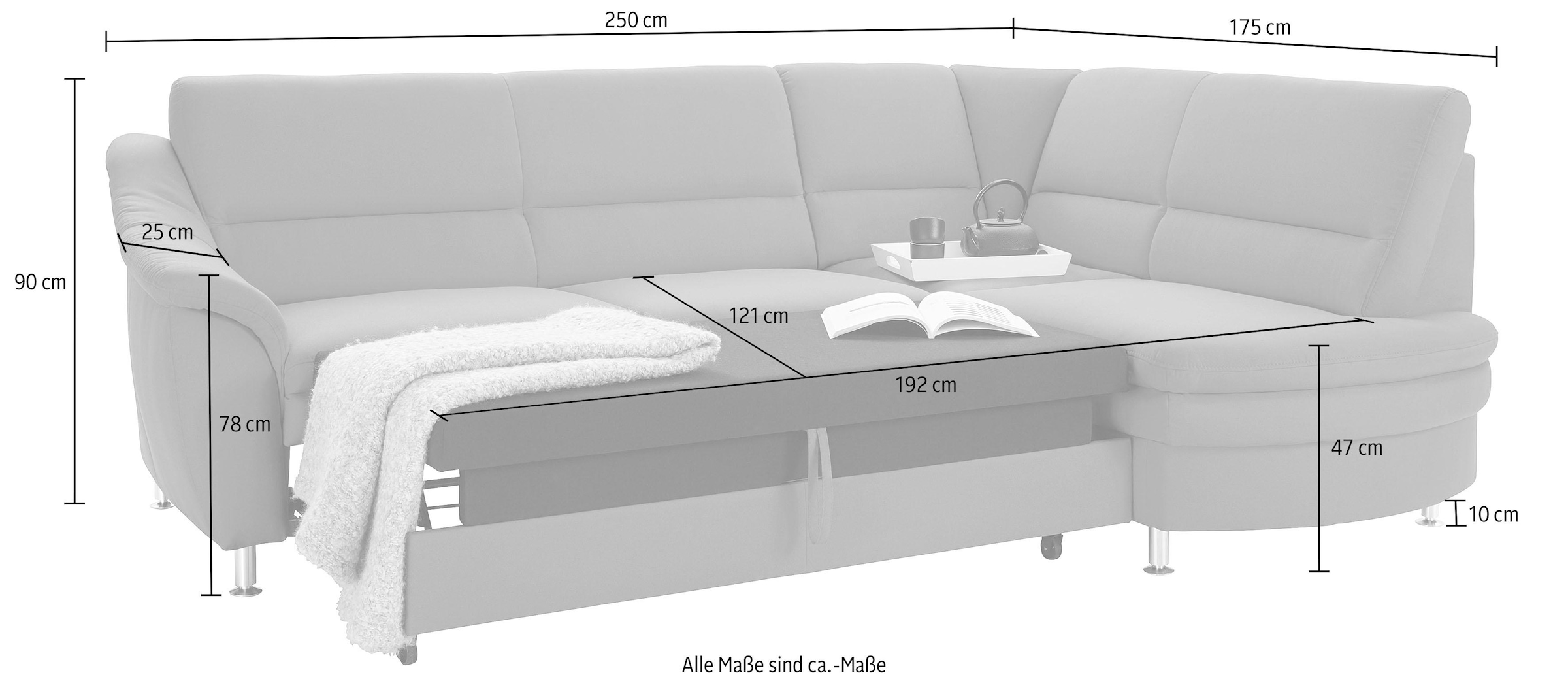 sit&more Ecksofa »Cardoso L-Form«, mit Federkern, wahlweise mit Bettfunktion und Schubkasten