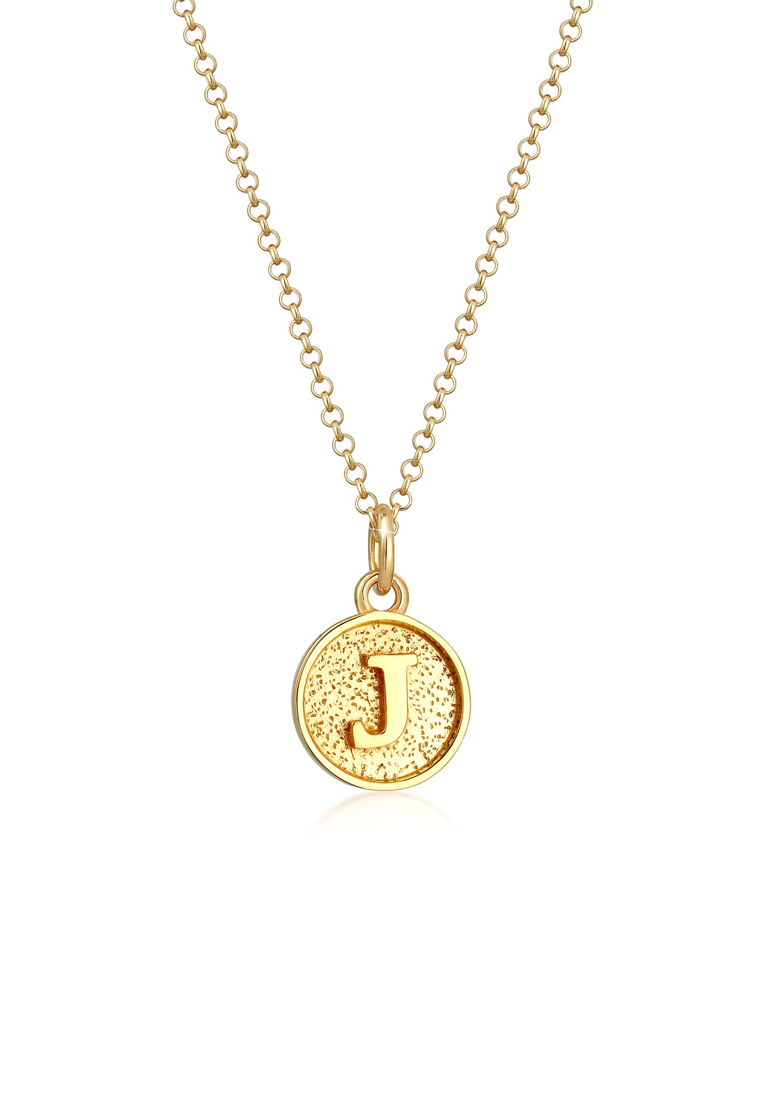 Elli Kette mit Anhänger »Plättchen Vintage Buchstabe J Initialen 925 Sterling Silber«