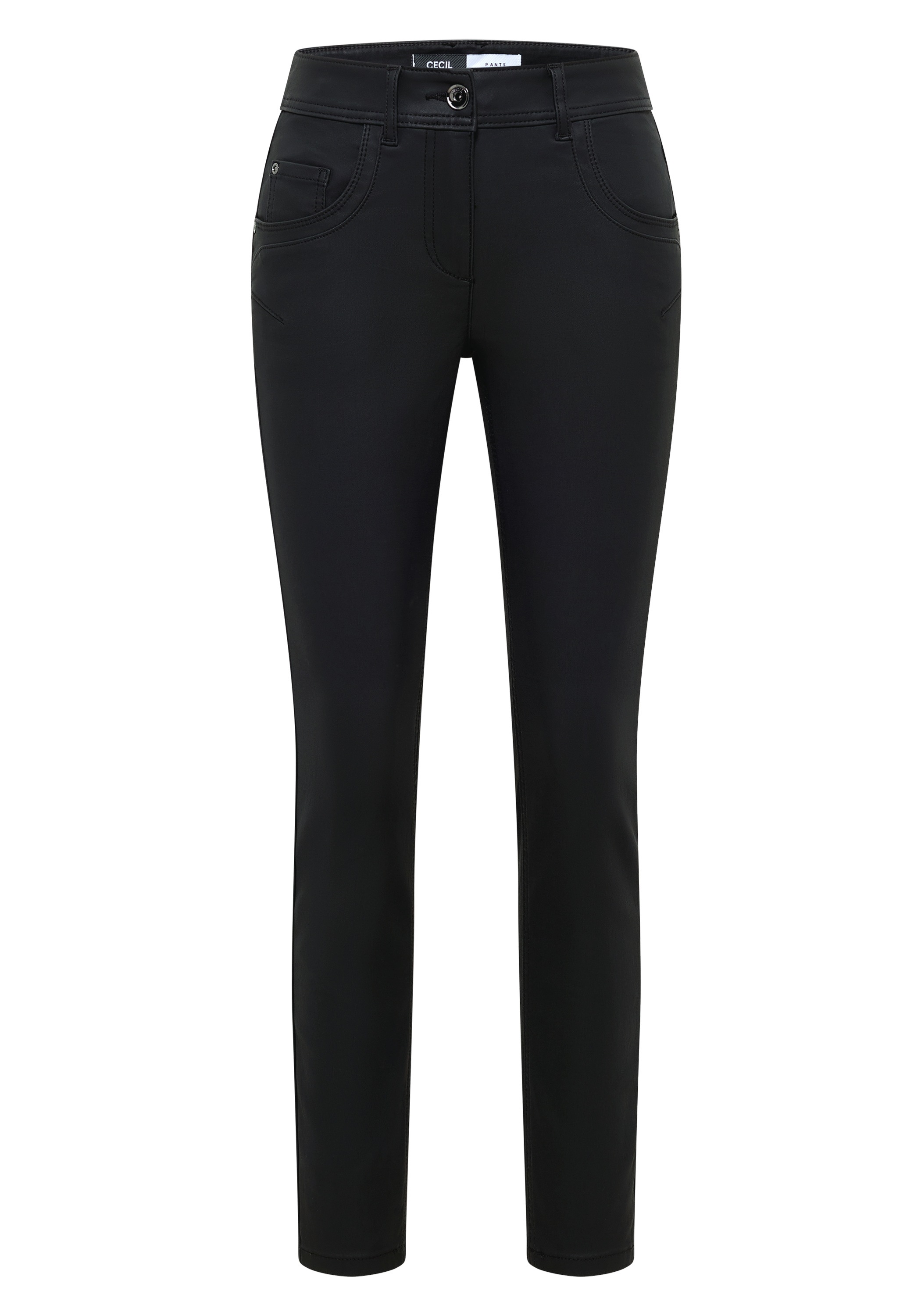 Lederimitathose CECIL, Damen, Gr. 32, Länge 30, schwarz, Stoff, 76% Viskose, 21% Nylon, 3% Elasthan, unifarben, slim fit lang, Hosen, in Fake-Leder-Optik 3