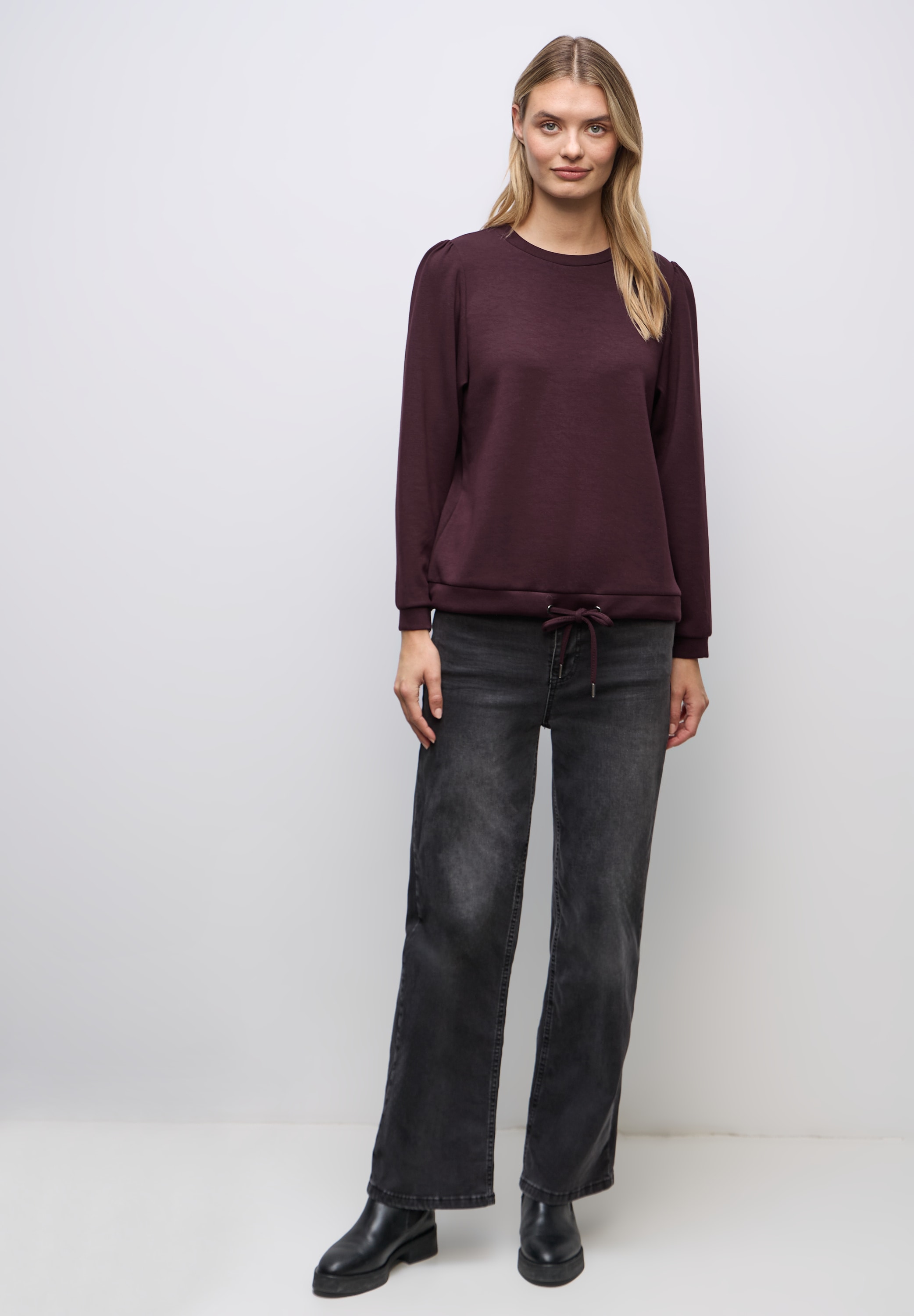 STREET ONE Langarmshirt mit Tunnelzug am Saum