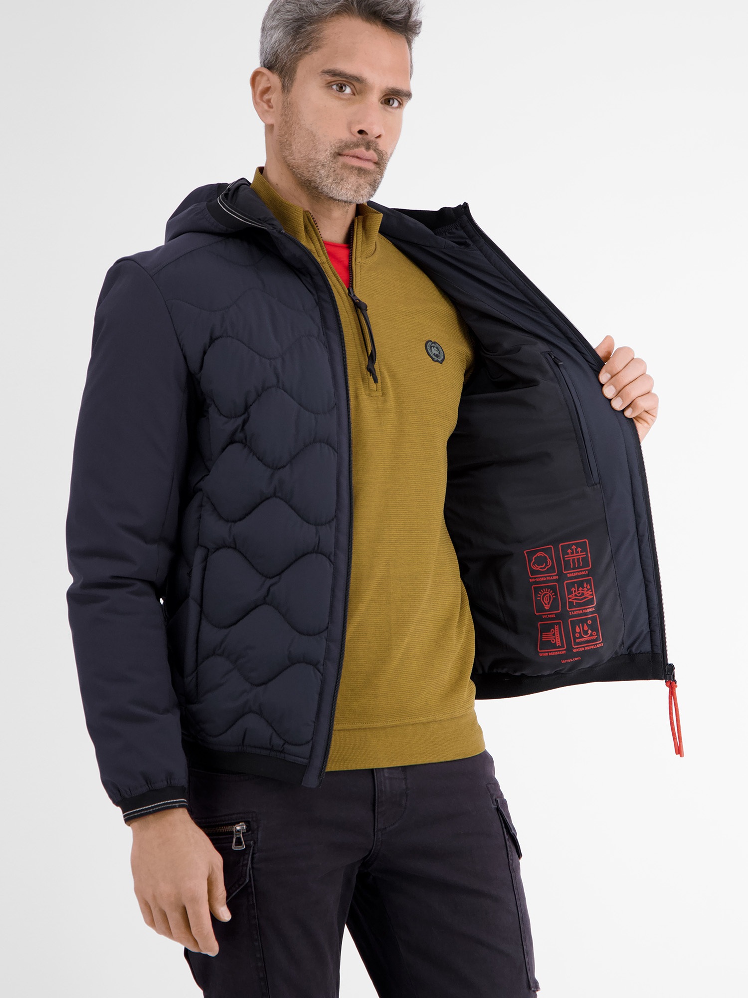 LERROS Outdoorjacke »LERROS Softshell-Hybrid Blouson«, mit Kapuze, Windabweisend