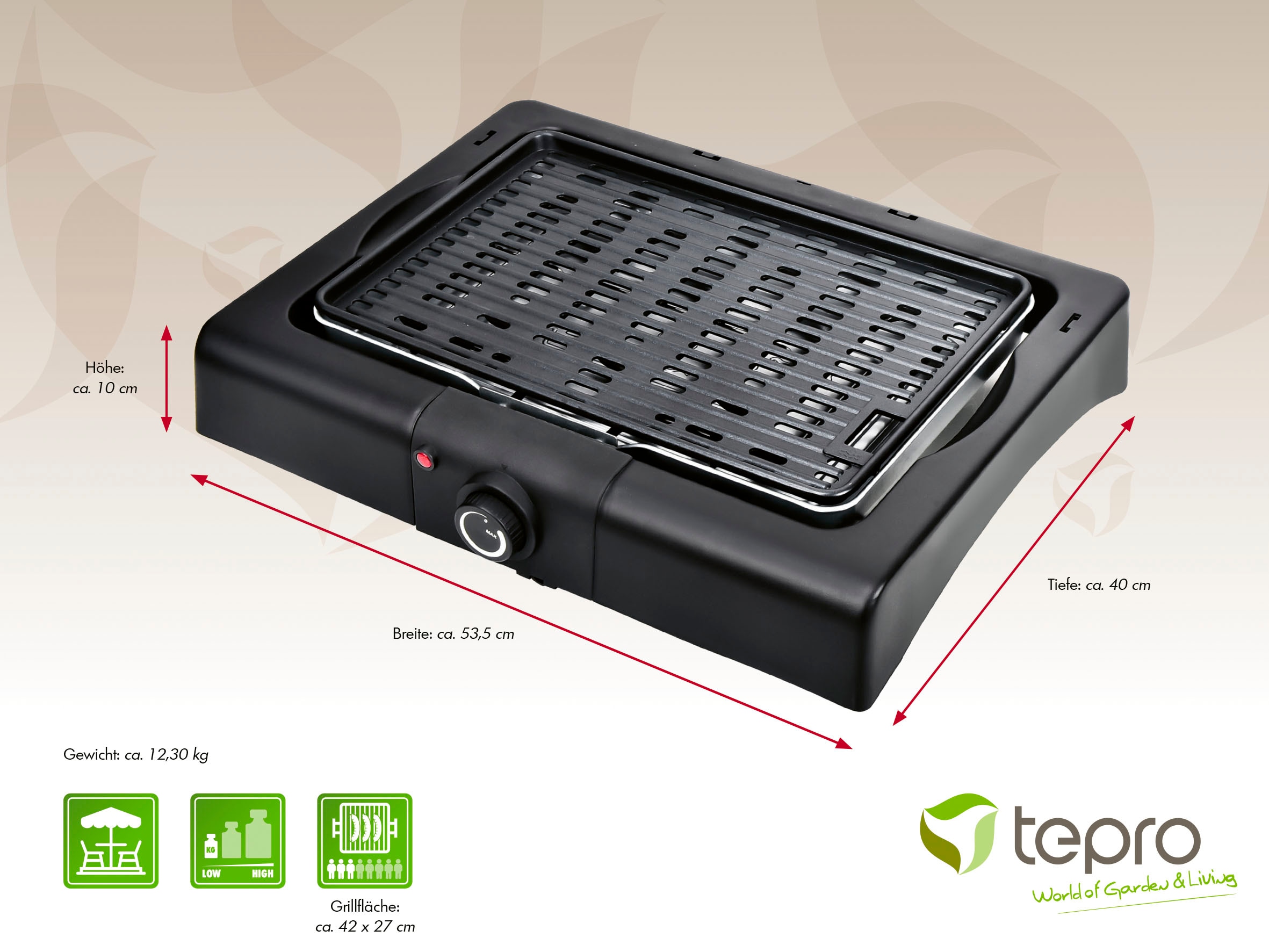 Tepro Elektrogrill »Victorville 2022«, 2000 W, abnehmbares Heizelement für einfache Reinigung