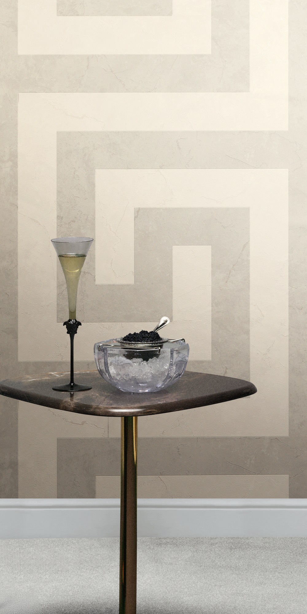 Versace Vliestapete »Versace 6 Greek –« 3D-Optik | Barock | Motiv geprägt Grafisches Mäandermuster mit mattem Glanz & feiner Struktur