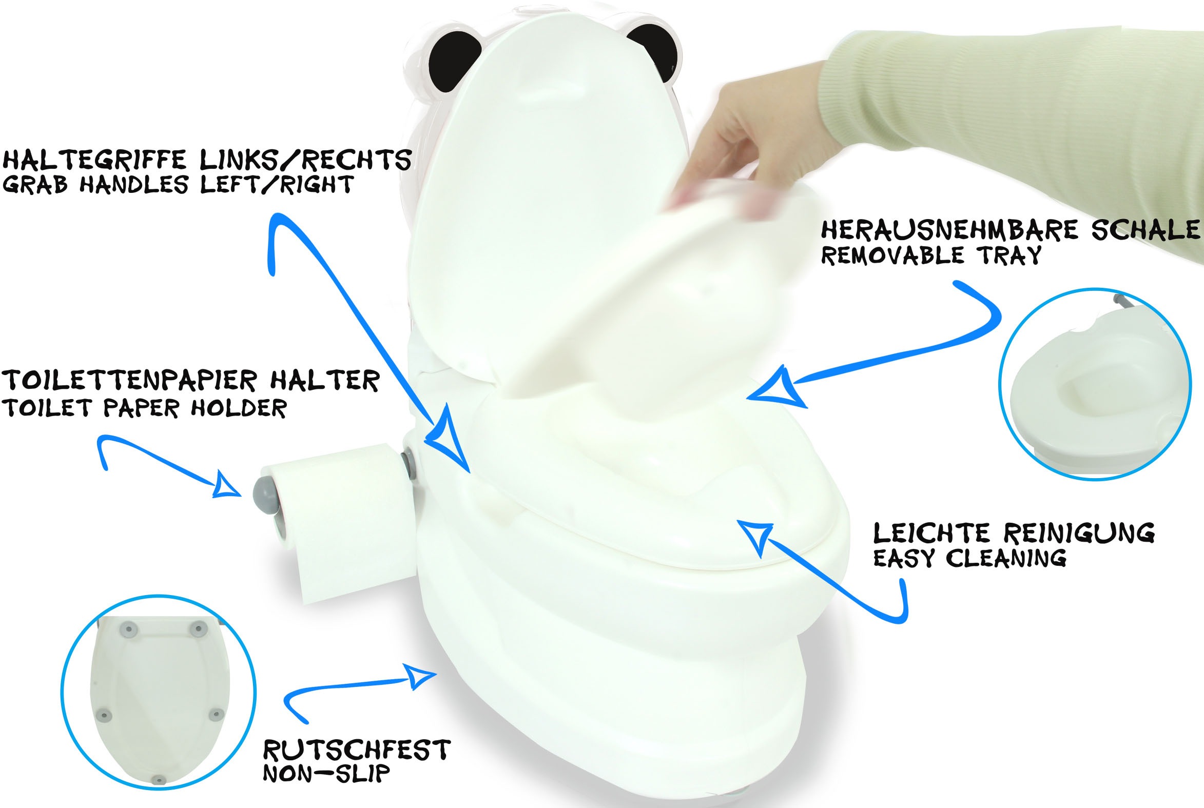 Jamara Toilettentrainer »Meine kleine Toilette, Panda«, mit Spülsound und Toilettenpapierhalter