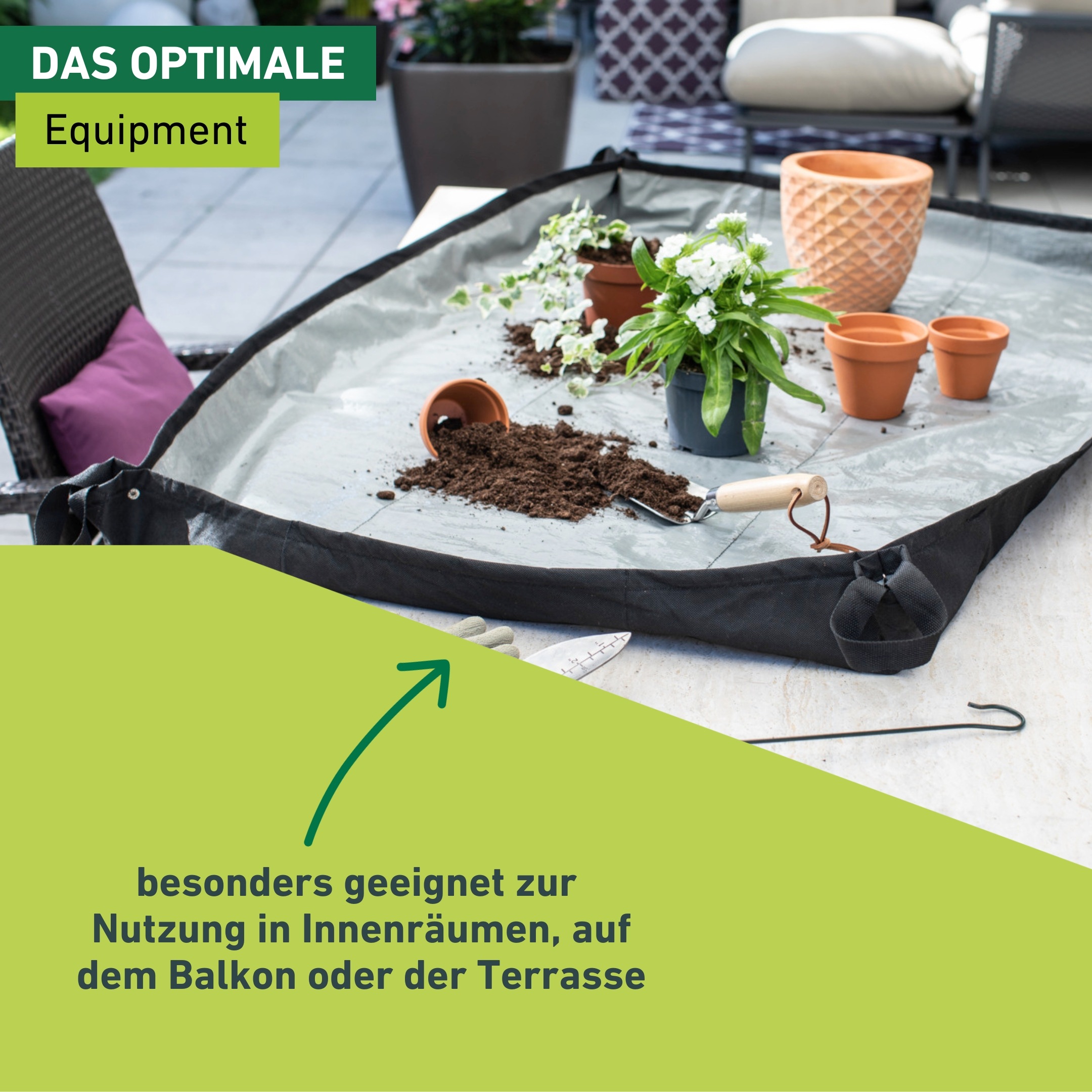 Windhager Schutzplane »für umtopfen der Pflanzen, Umtopfmatte aus Vlies« wasserabweisend, ab klappbare Ränder, 150x100 cm, grau