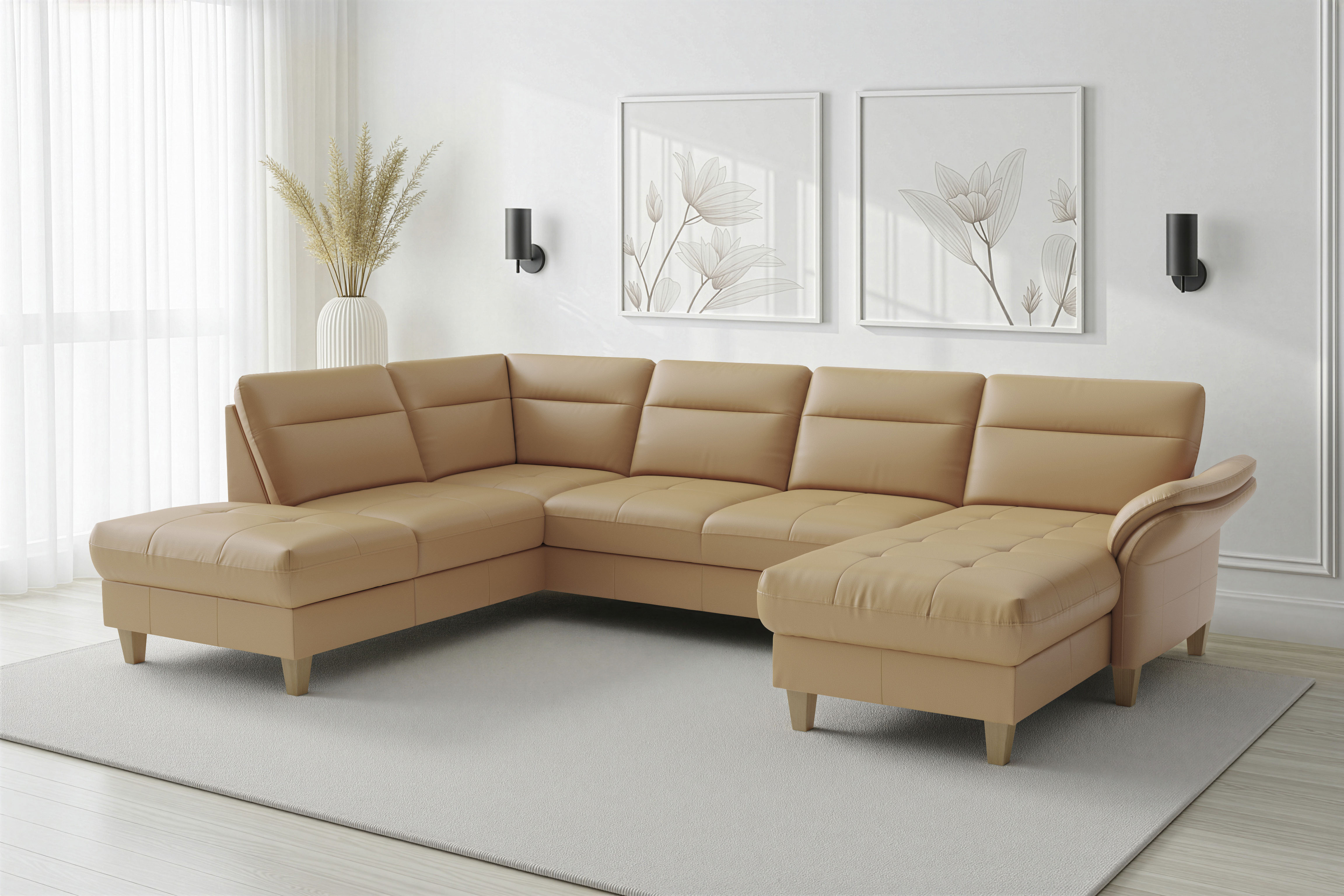 sit&more Wohnlandschaft "Pamela U-Form, B: 292 cm, optional Schlaffunktion & Bettkasten, Leder"