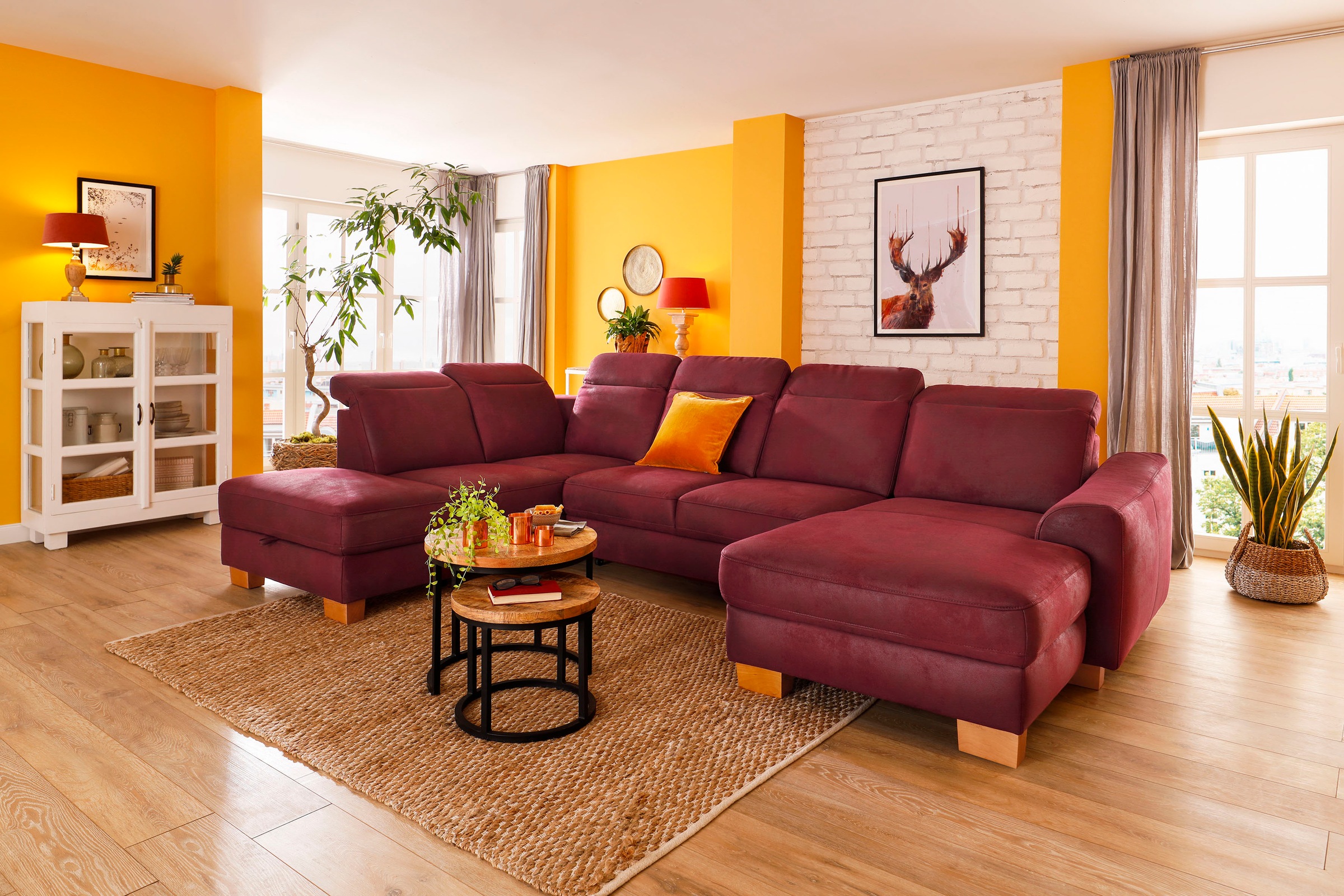 Home affaire Wohnlandschaft "Dundee U-Form" wahlweise mit Kopfteilverstellu günstig online kaufen